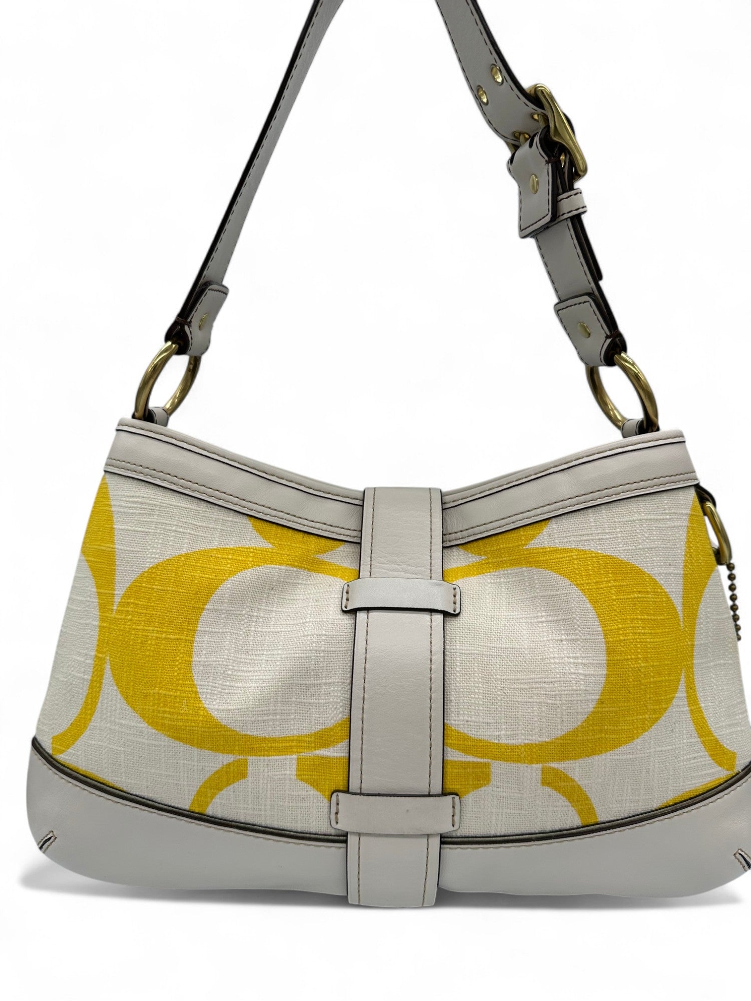 Vintage Coach 7469 2006 Legacy Shoulder Bag in White and Yellow Monogram - Thanks it's Vintage