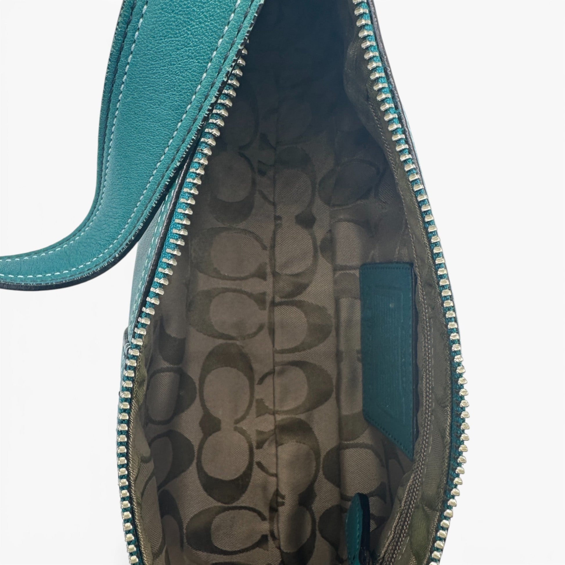 Vintage Coach 8A64 Teal Leather Baguette Shoulder Bag - Thanks it's Vintage