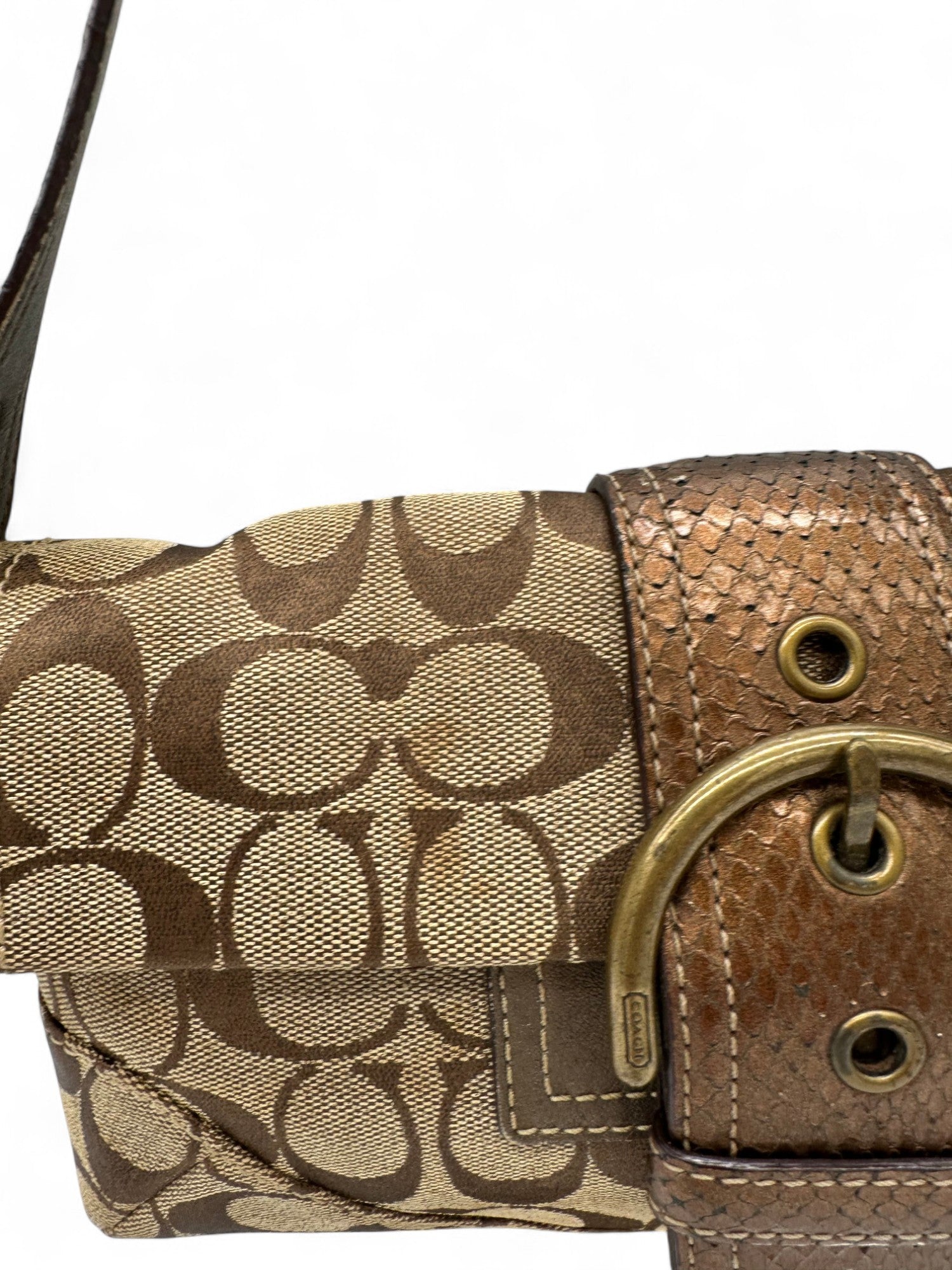 Vintage Coach 8K38 Soho Buckle Demi Shoulder Bag Y2K Python Trim - Thanks it's Vintage