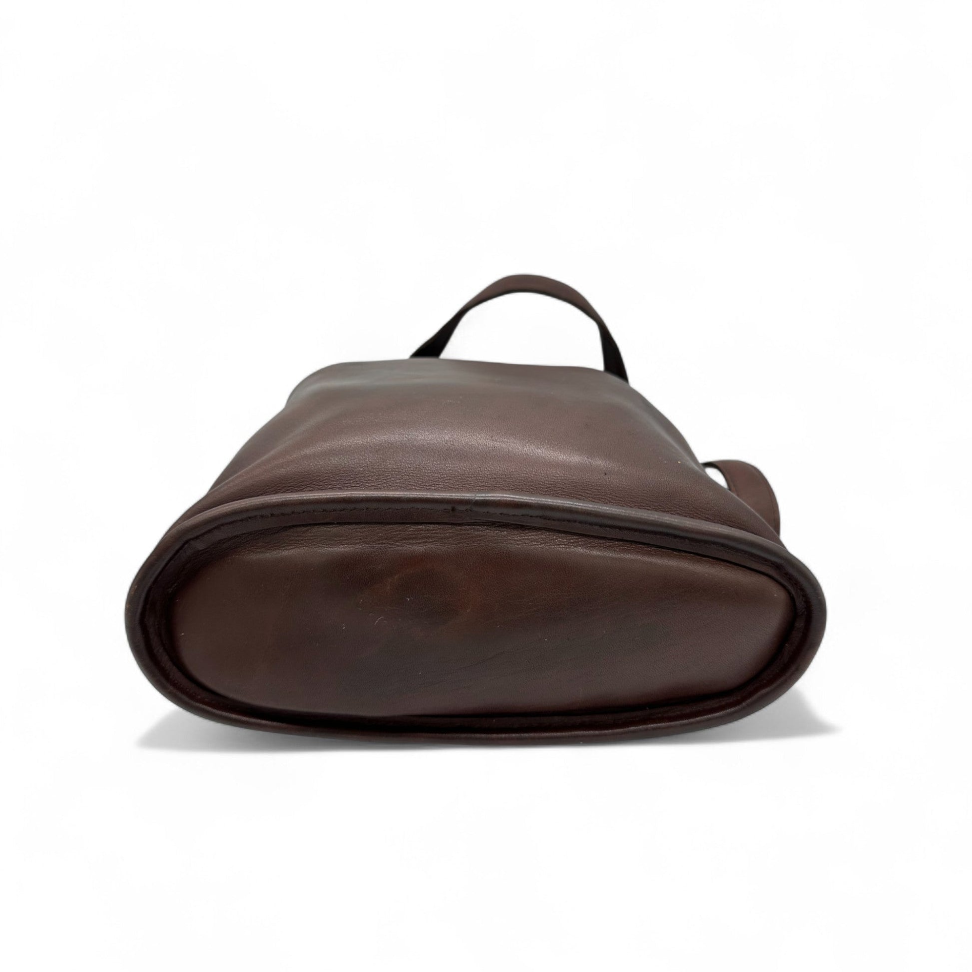 Vintage Coach 9804 Bucket Bag in brown leather with drawstring closure and gold coloured brass - Thanks it's Vintage