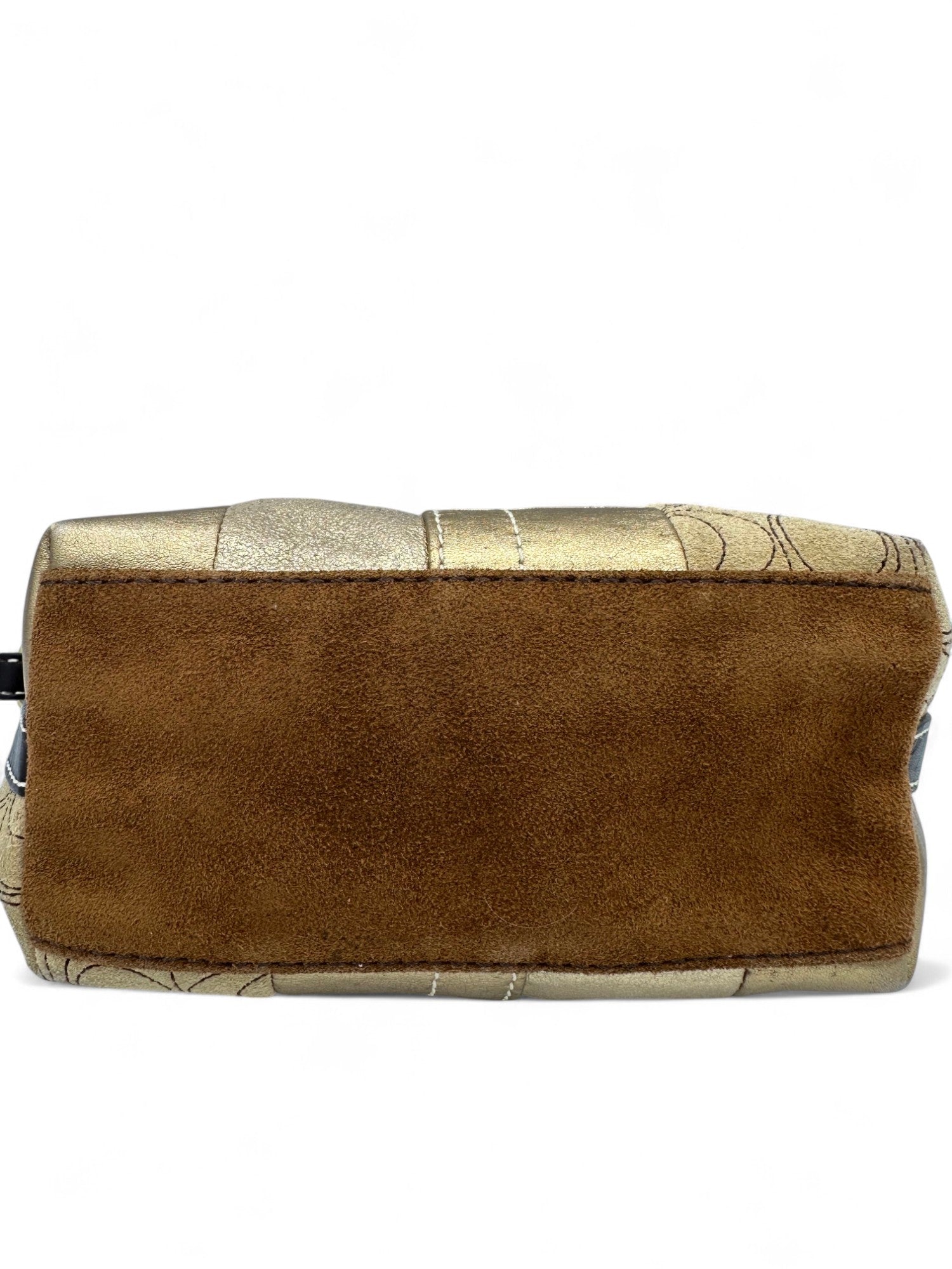 Vintage Coach Beige, Brown and Gold Patchwork Y2K Mini Bag - Thanks it's Vintage