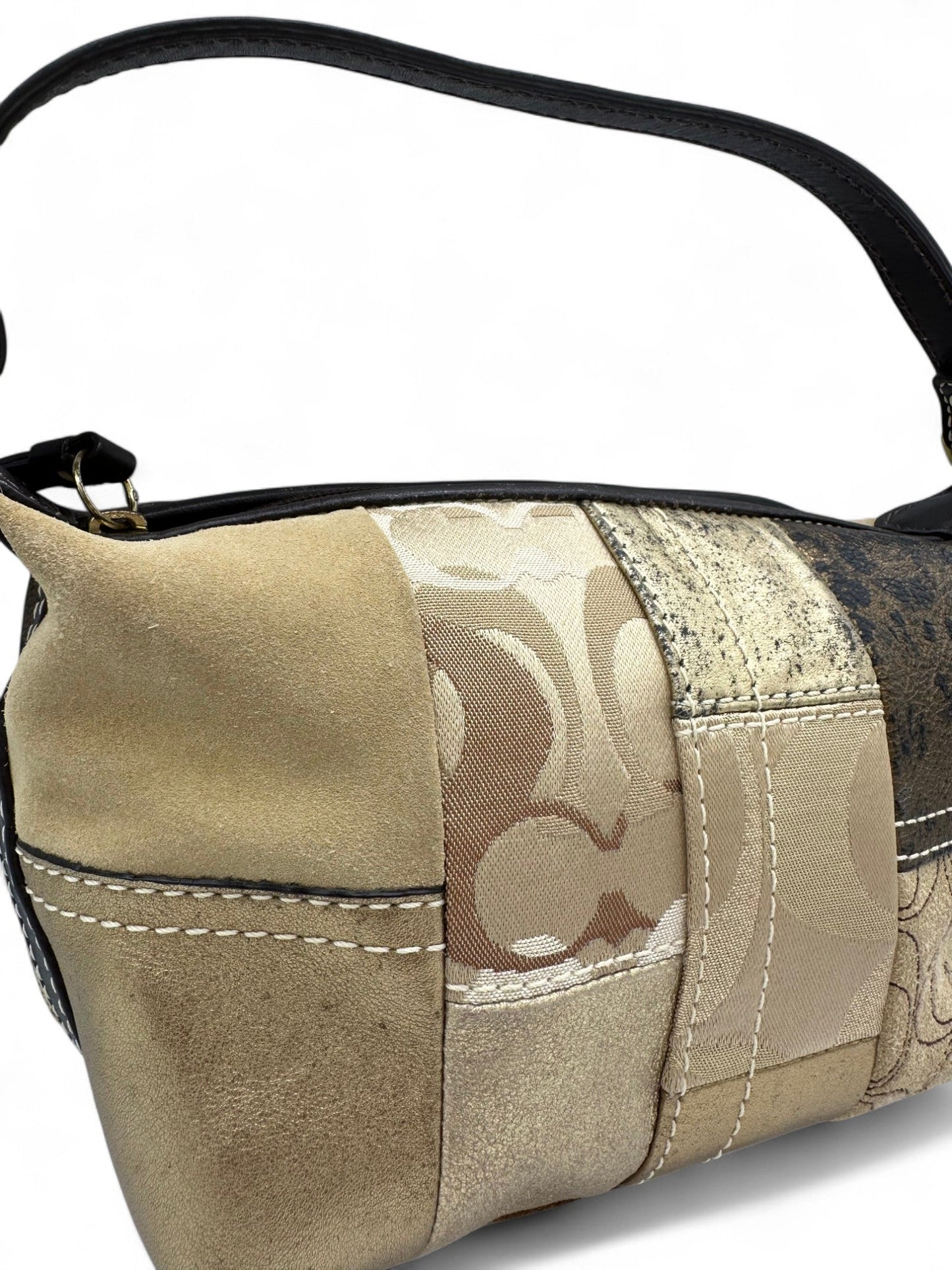 Vintage Coach Beige, Brown and Gold Patchwork Y2K Mini Bag - Thanks it's Vintage