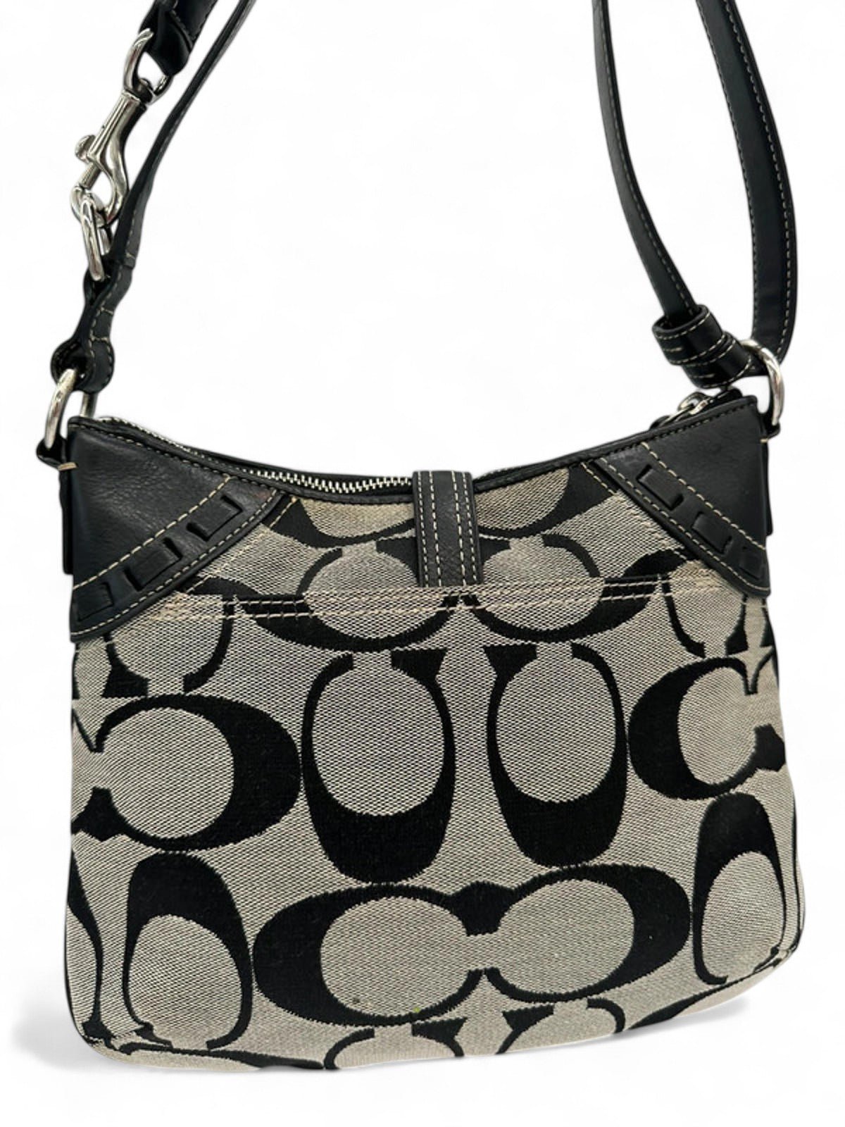 Vintage Coach Black and Grey Hamptons Clip Y2K Shoulder with Python Accent - Thanks it's Vintage