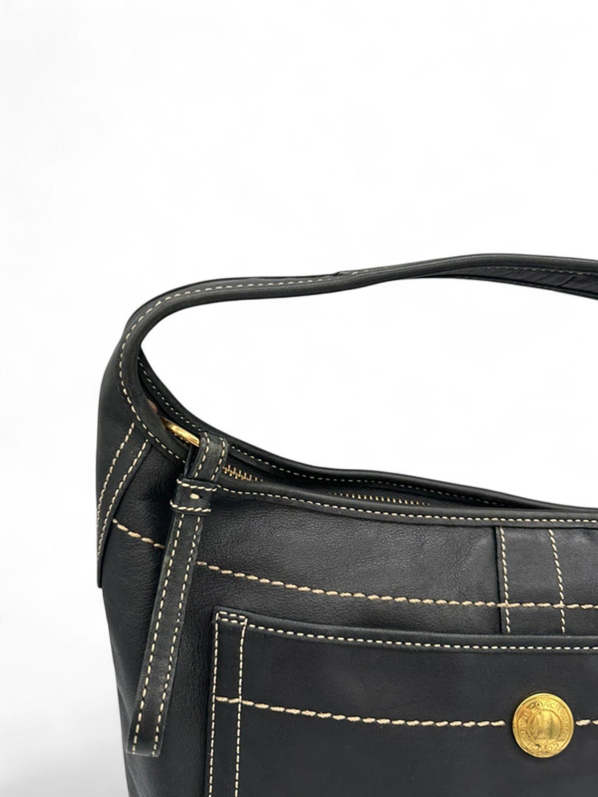 Vintage Coach Black Leather Ergo Shoulder Bag Y2K - Thanks it's Vintage