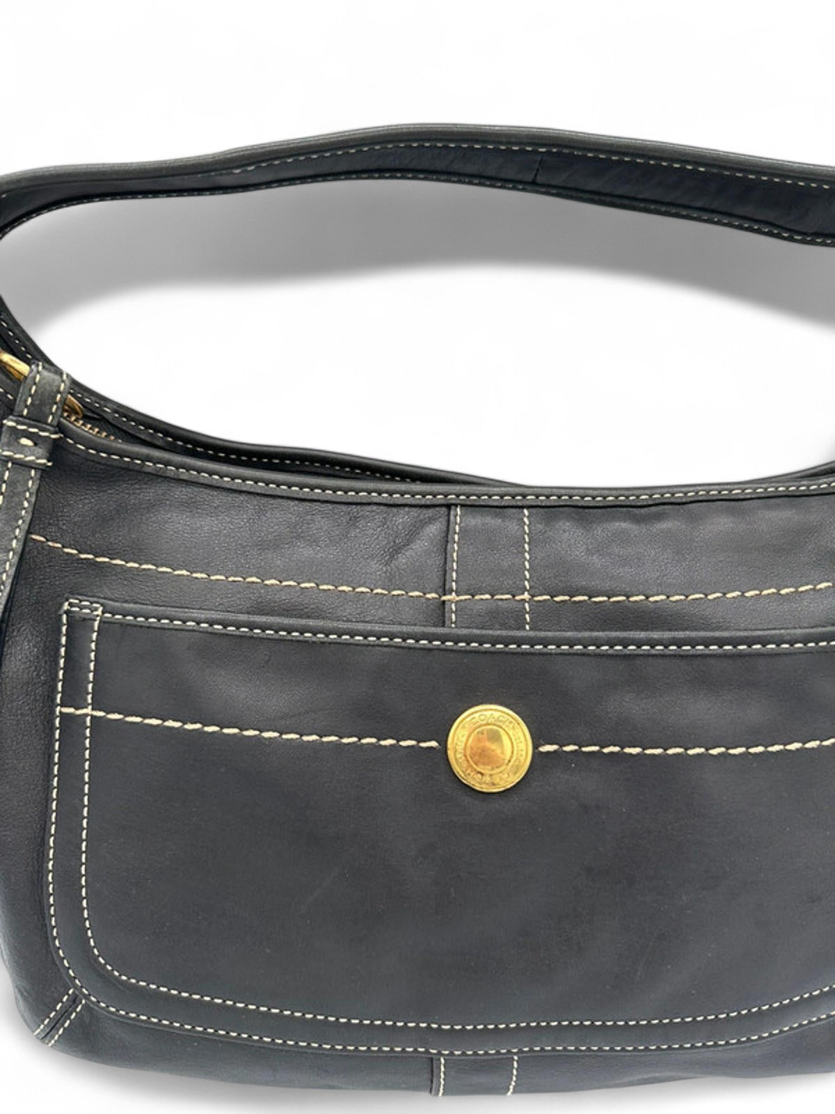 Vintage Coach Black Leather Ergo Shoulder Bag Y2K - Thanks it's Vintage