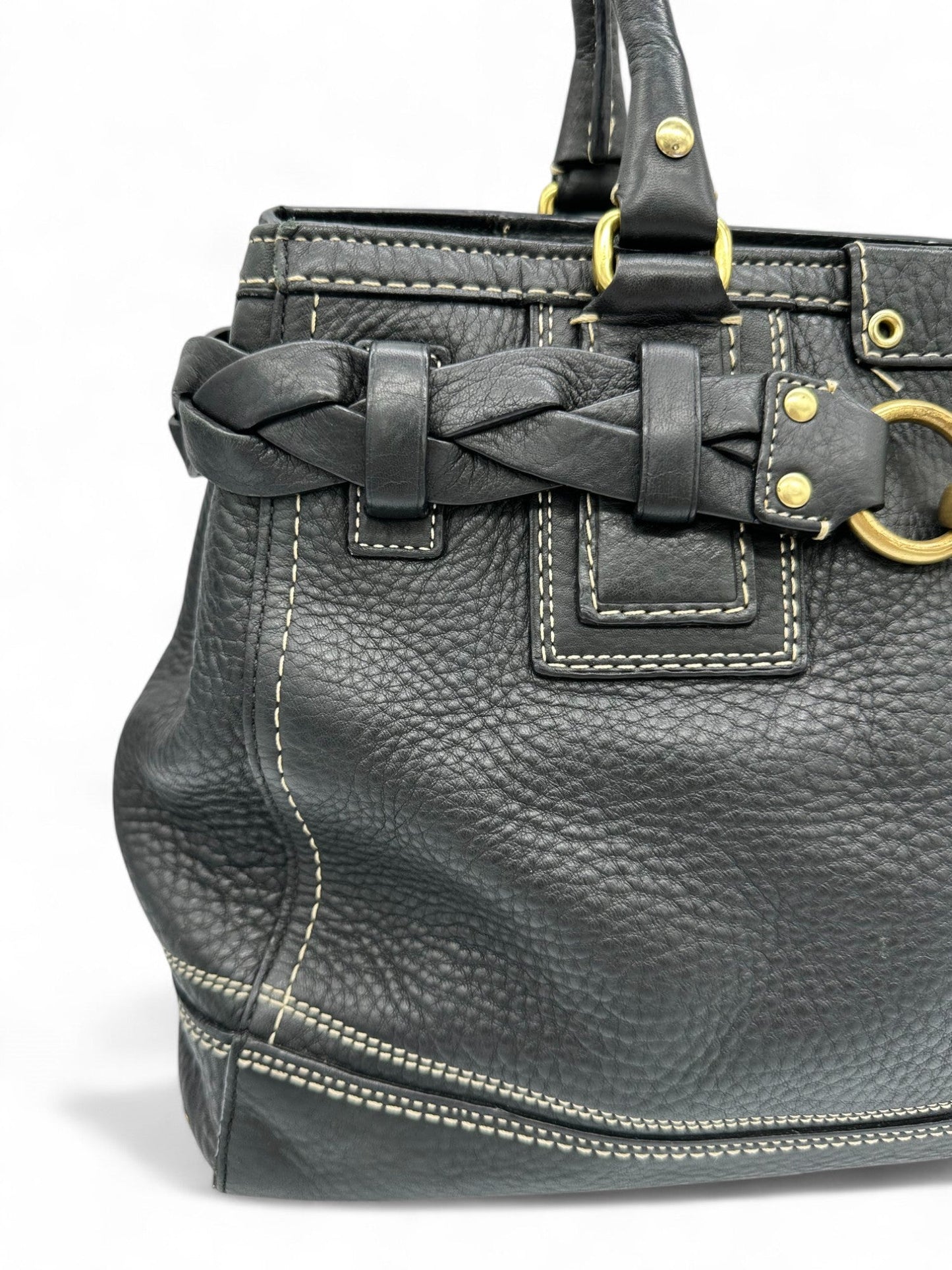 Vintage Coach Black Pebbled Leather Hampton Shoulder Bag - Thanks it's Vintage