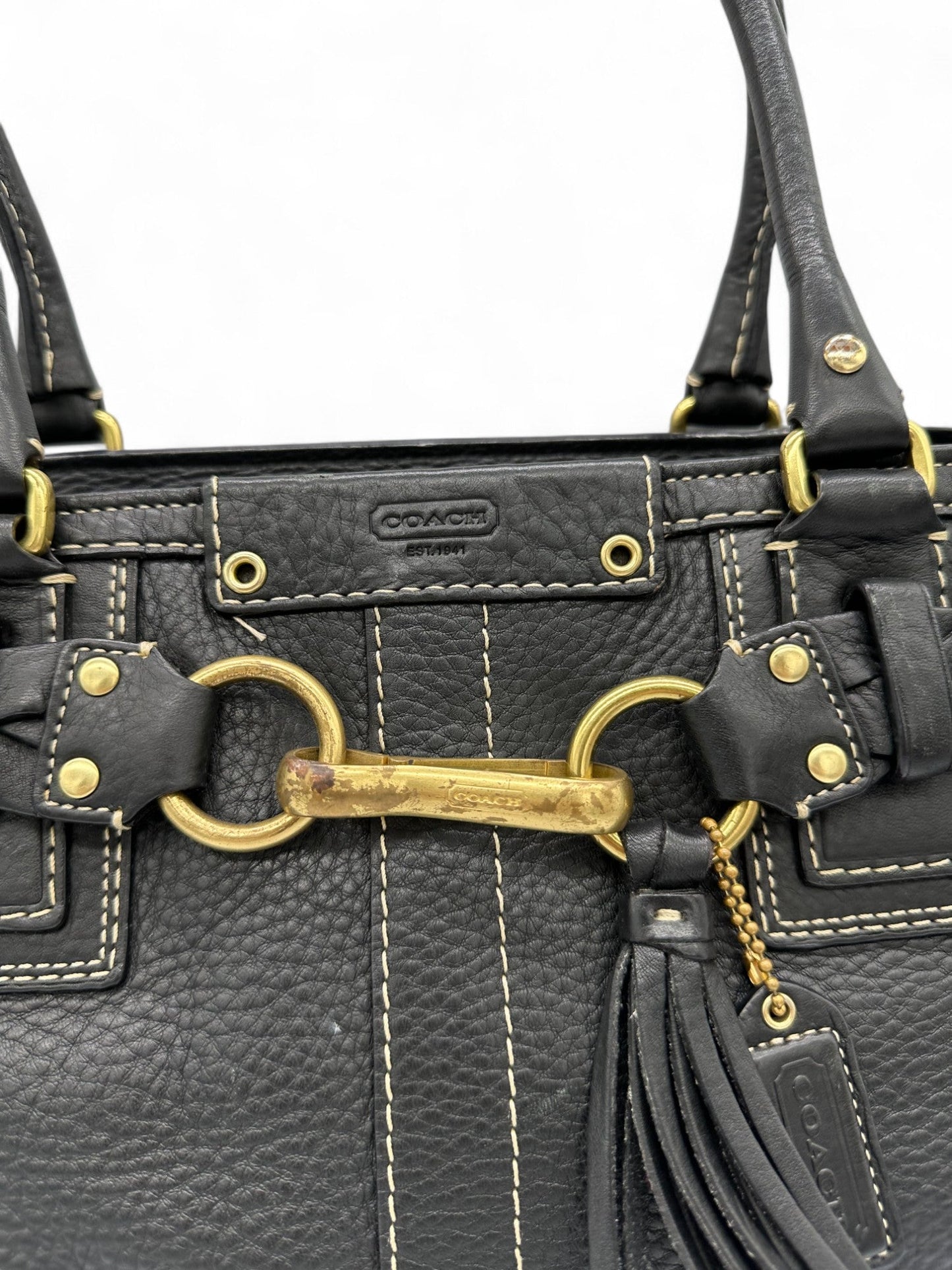 Vintage Coach Black Pebbled Leather Hampton Shoulder Bag - Thanks it's Vintage