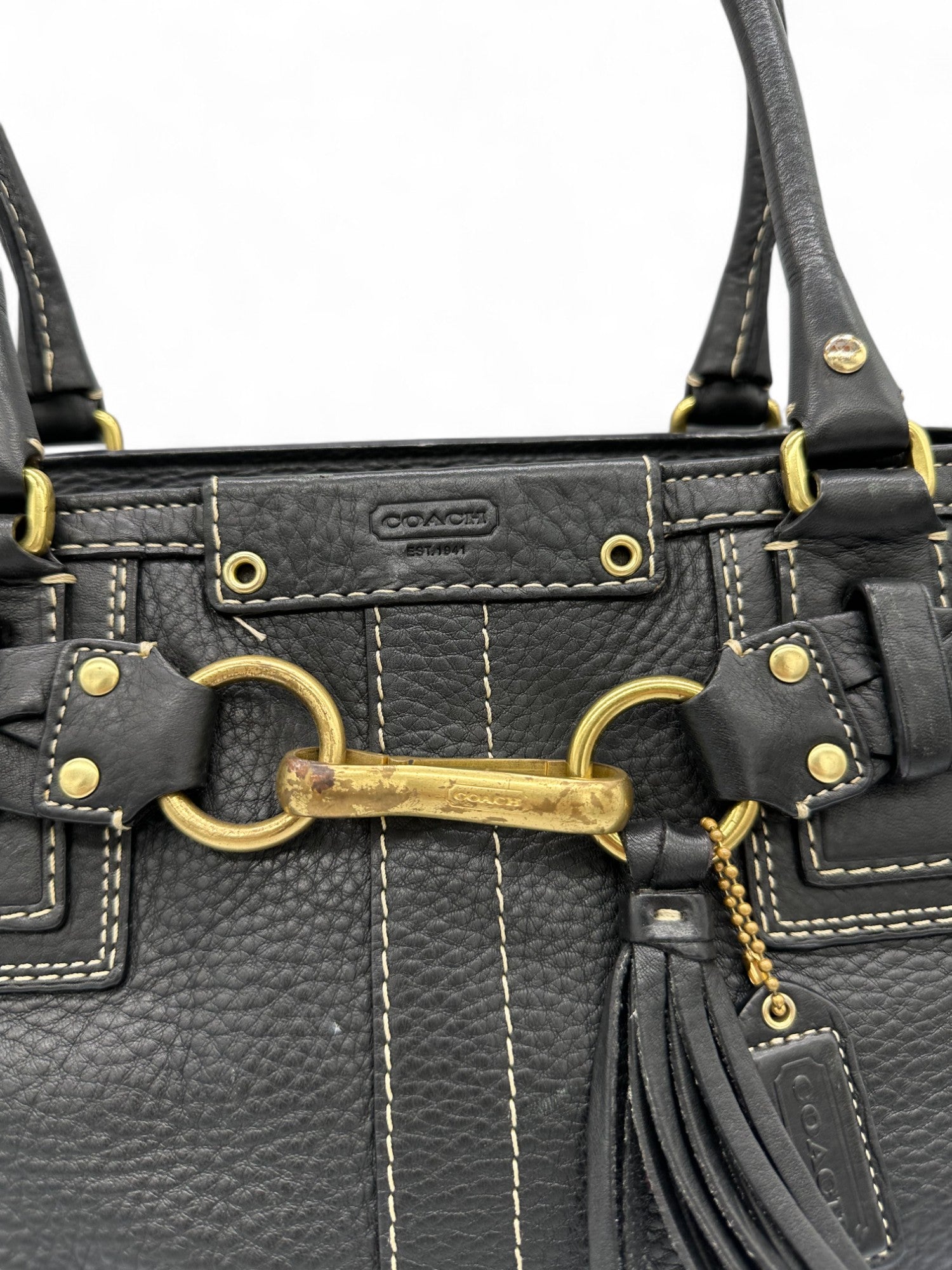 Vintage Coach Black Pebbled Leather Hampton Shoulder Bag - Thanks it's Vintage