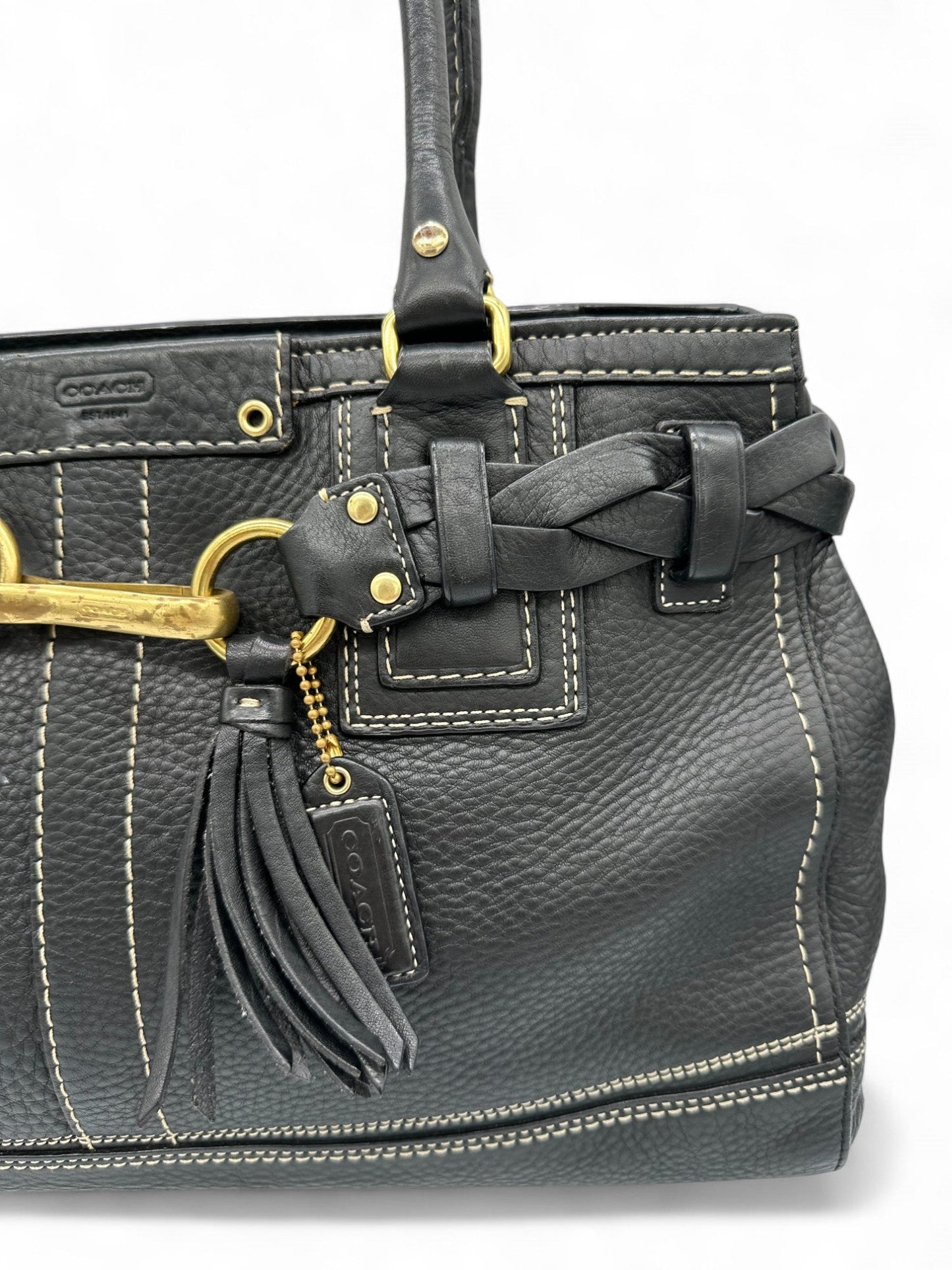 Vintage Coach Black Pebbled Leather Hampton Shoulder Bag - Thanks it's Vintage