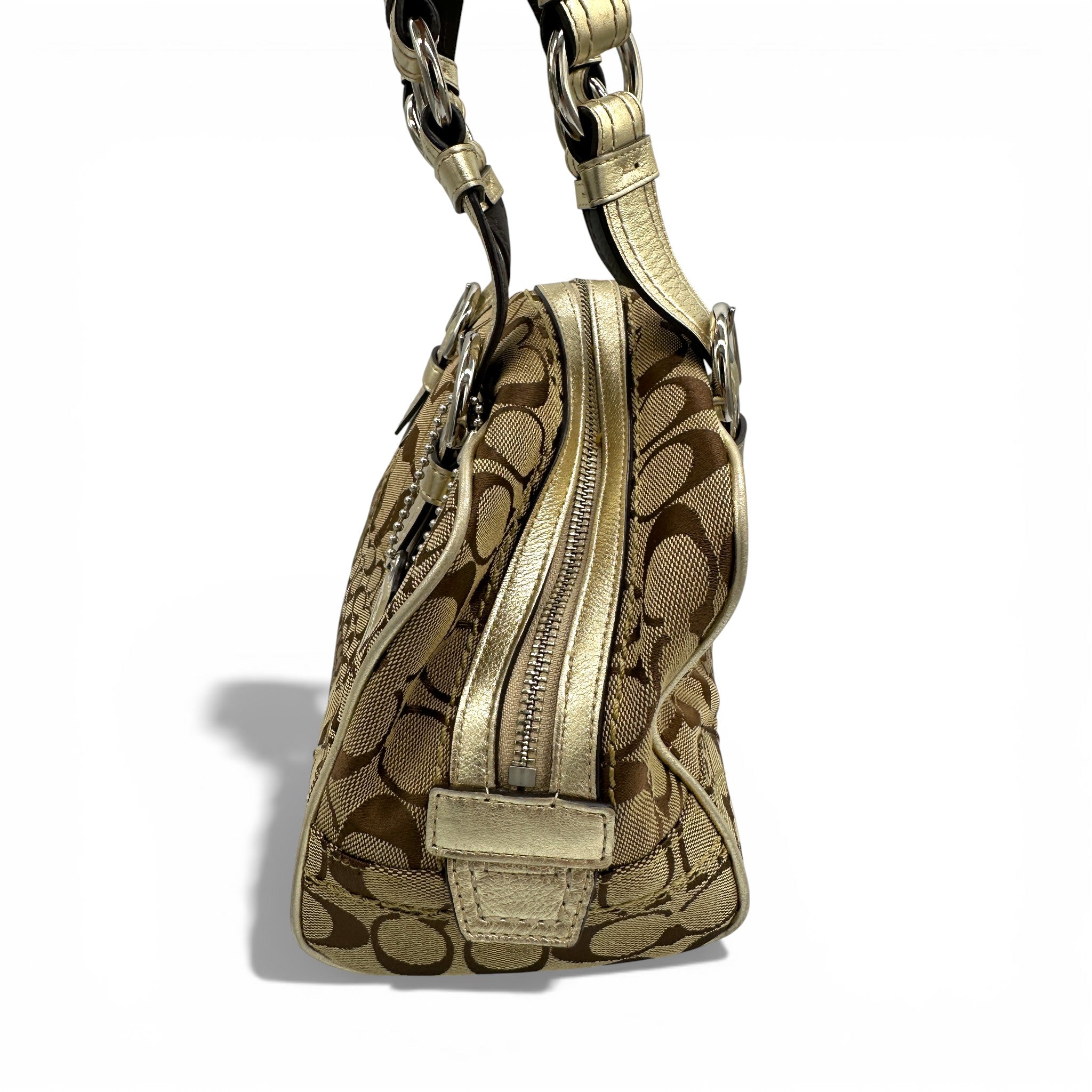 【希少】コーチ F12317パッチワーク シグネチャーハンドバッグ ミニボストン Vintage Coach F12317 Patchwork Soho Mini Boston Shoulder Bag