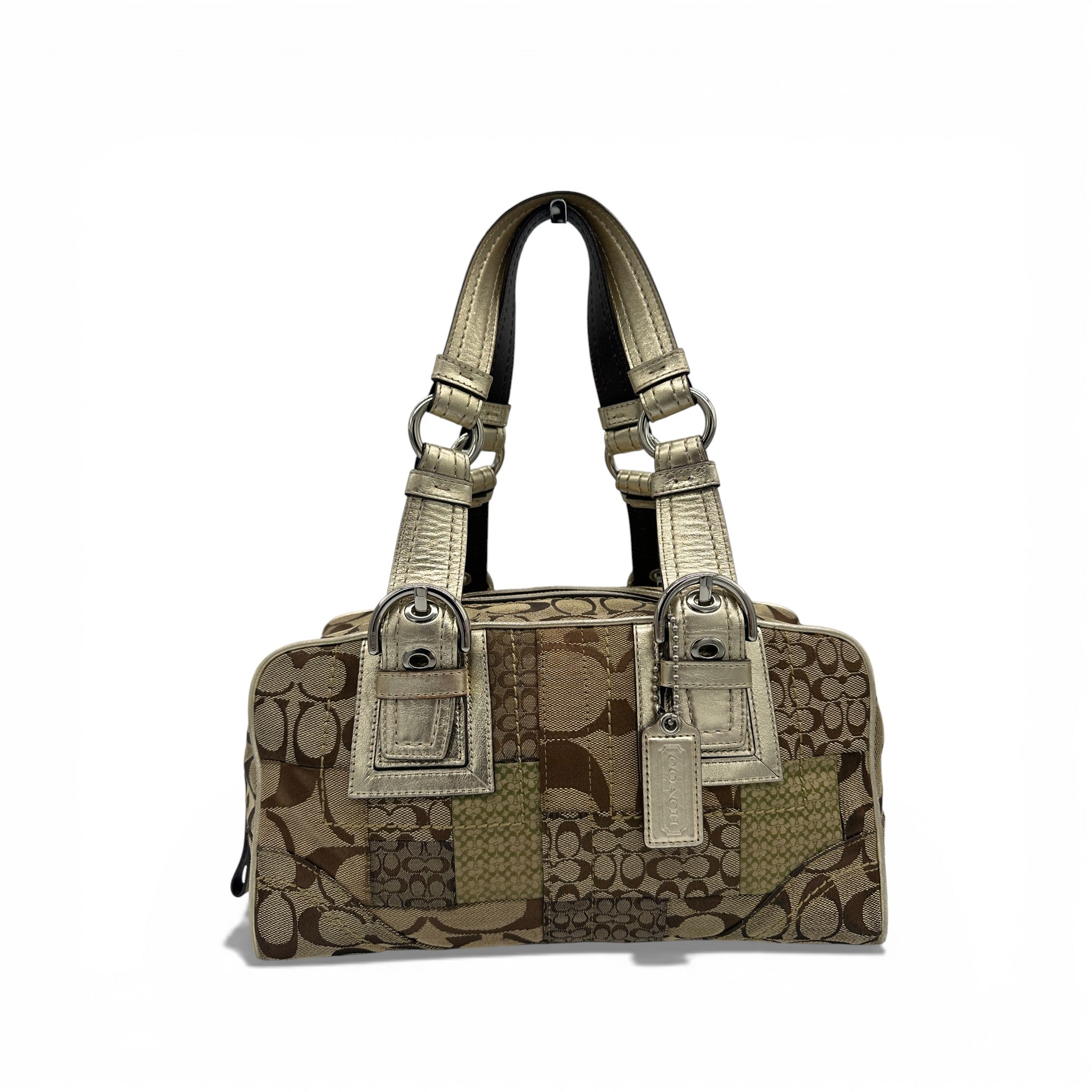 良品 COACH Mini Bostonbag 2way Patchwork Vintage Coach F12317 Patchwork Soho Mini Boston Shoulder Bag