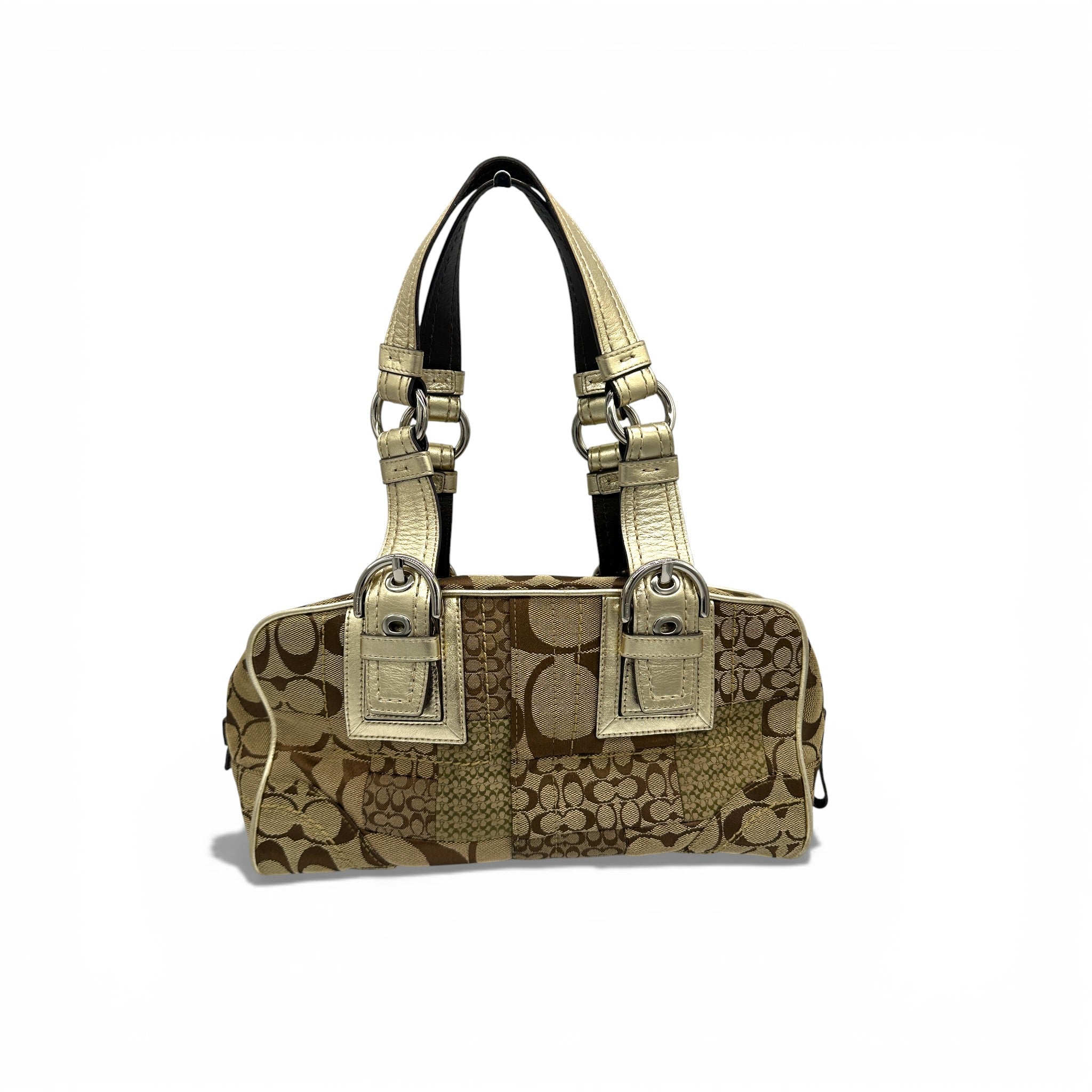 Vintage Coach F12317 Patchwork Soho Mini Boston Shoulder Bag