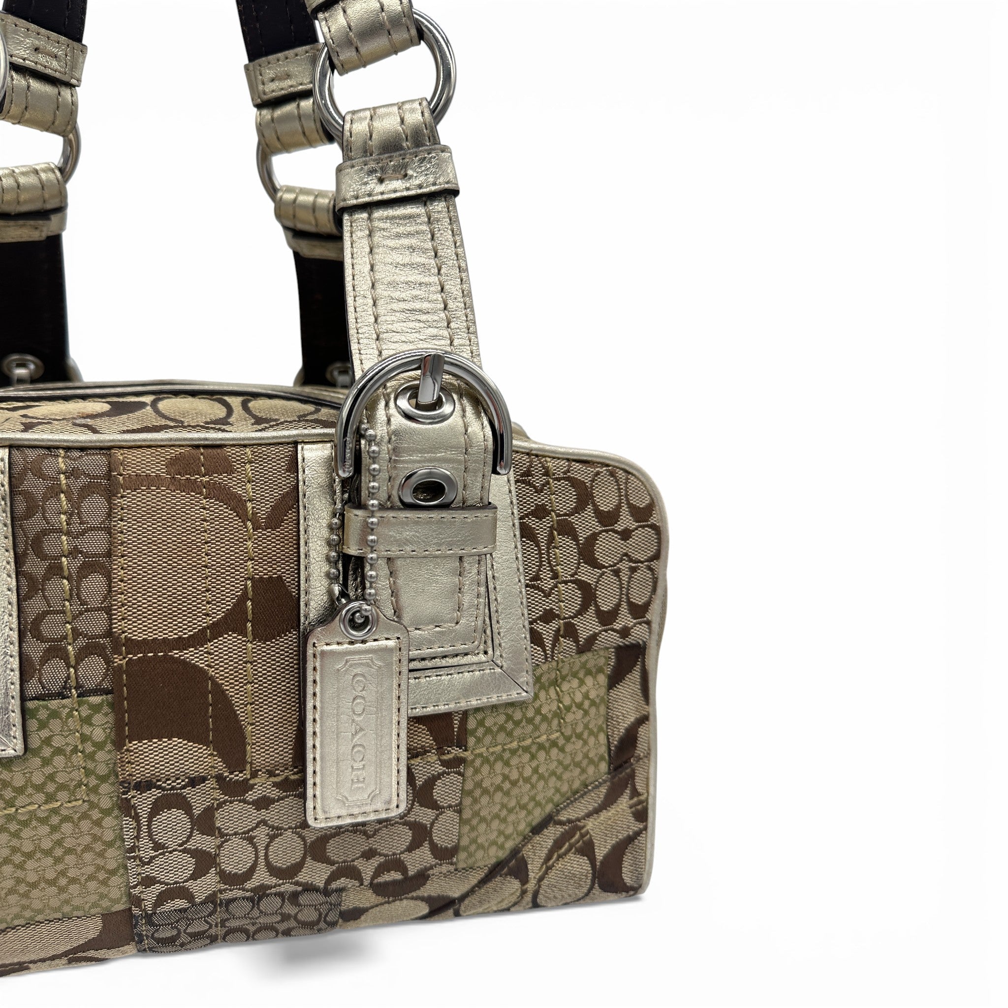 Vintage Coach F12317 Patchwork Soho Mini Boston Shoulder Bag