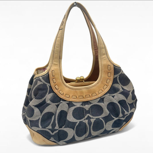 Vintage Coach F12747 Denim Pleated Ergo Shoulder Bag - Thanks it's Vintage