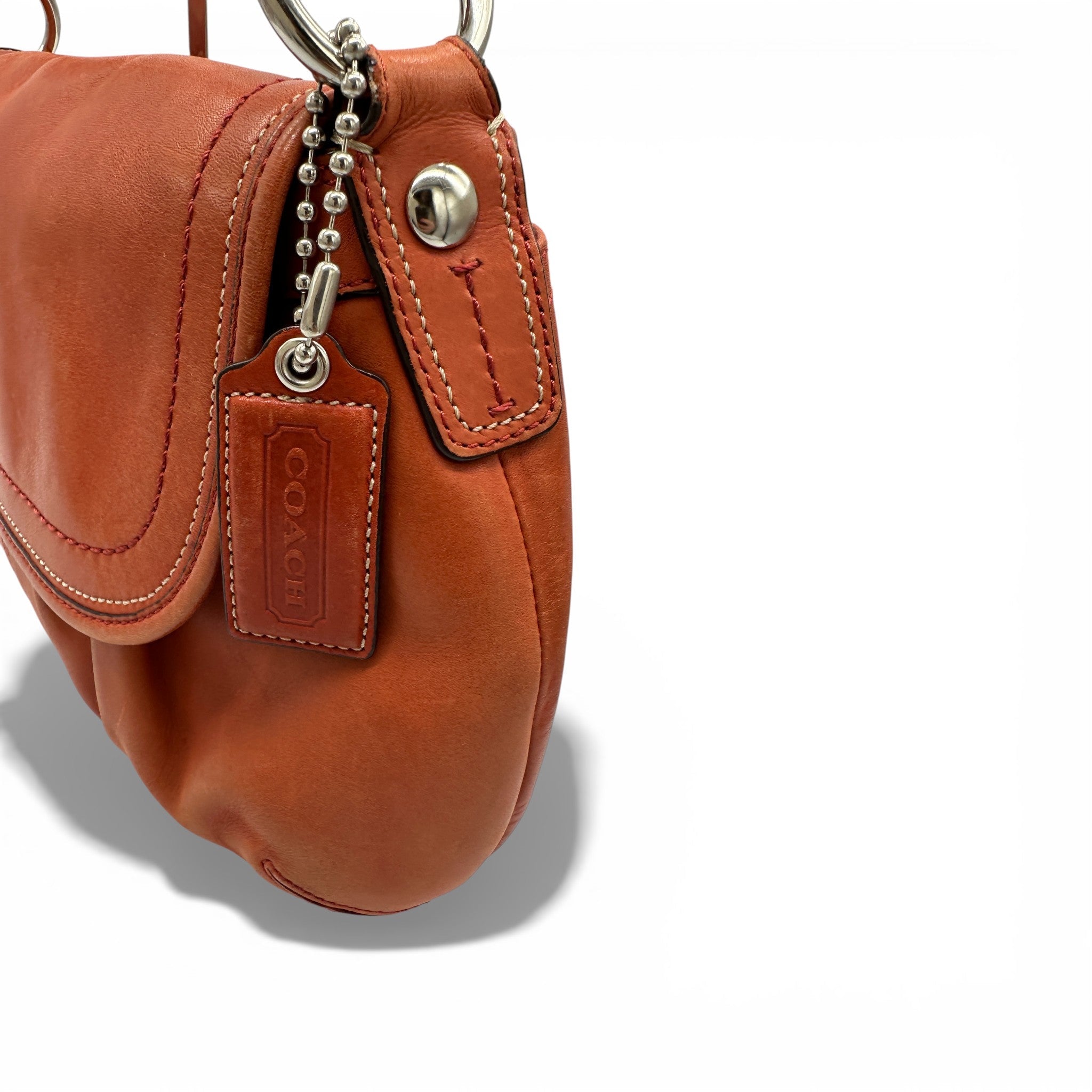 【*i様 Vintage Coach West Flap Bag Leather Vintage Coach F13729 Coral Red Flap Shoulder Bag – Thanks it's Vintage