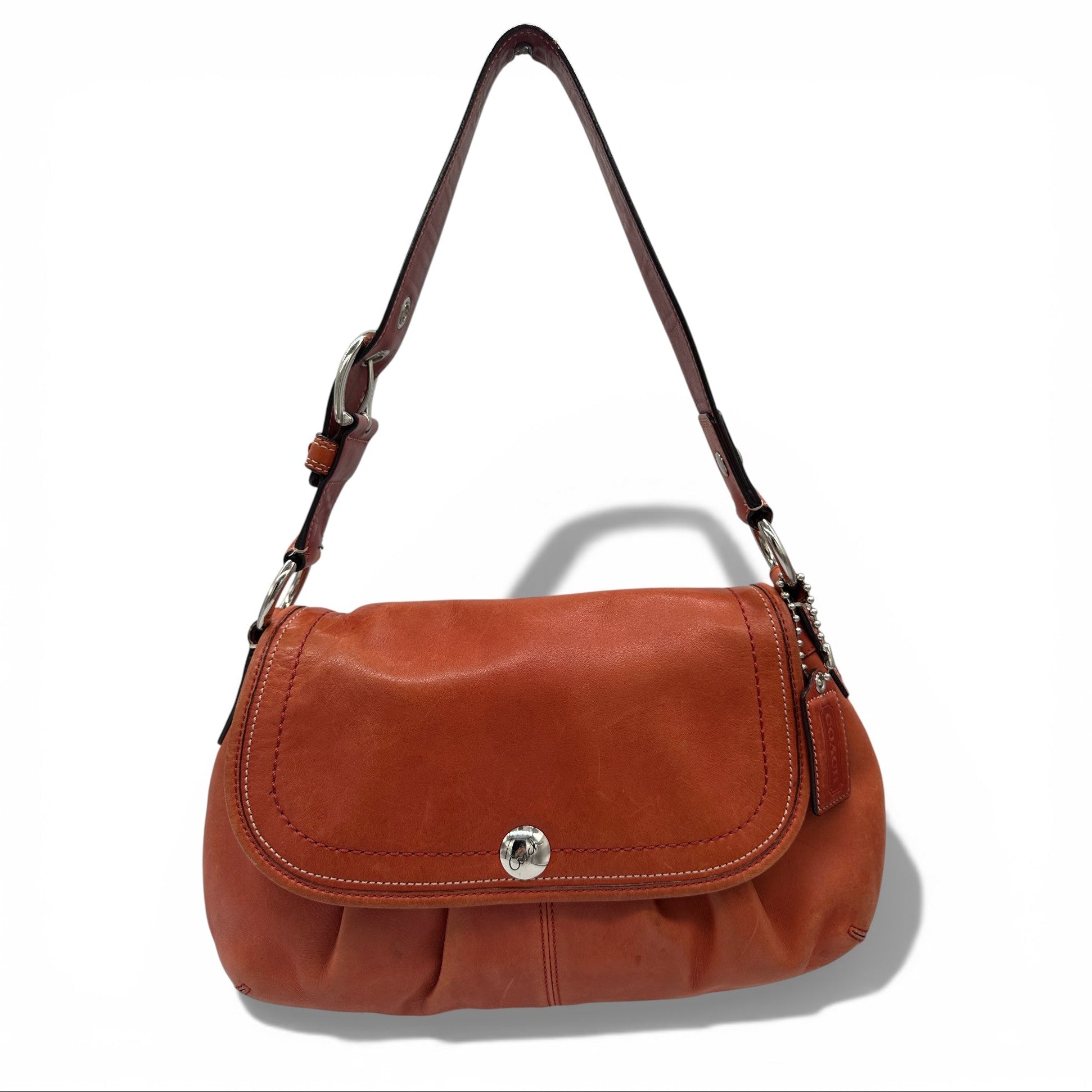 Vintage Coach F13729 Coral Red Flap Shoulder Bag – Thanks it's Vintage
