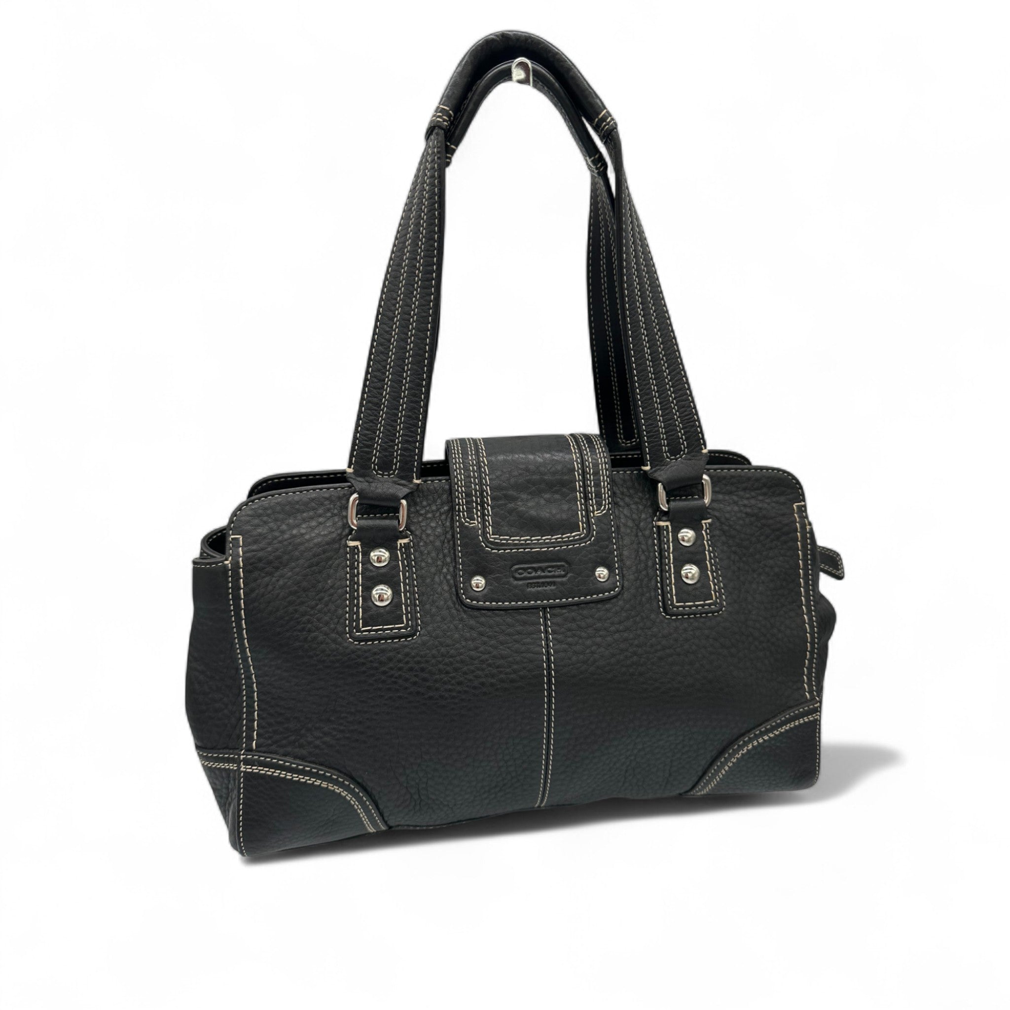 【本日限定★アメリカ製】VINTAGE COACH HAND BAG 5296 COACH Old Coach 5296 Black Leather Shoulder Bag ref.2504851 - Joli