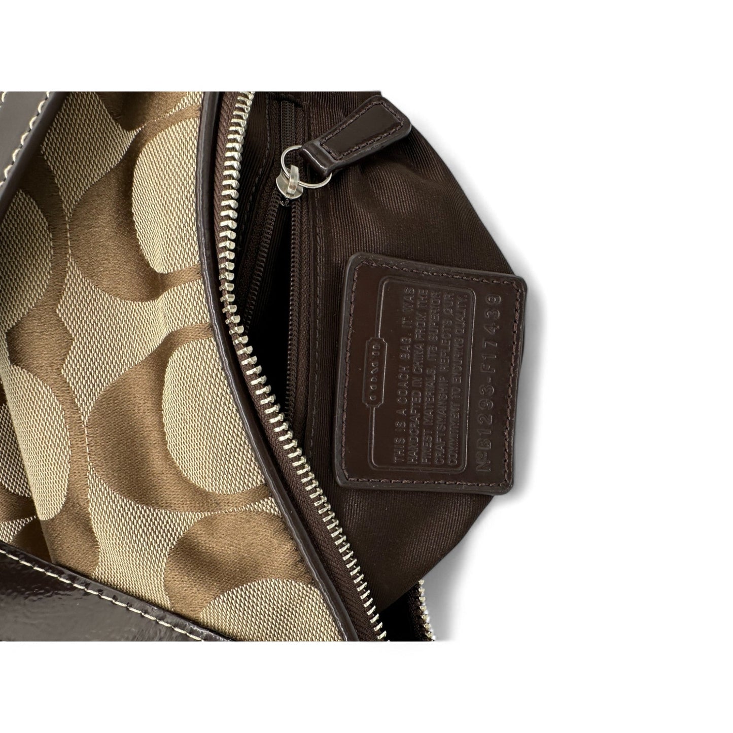 Vintage Coach F17439 Shoulder Bag with Brown Trim and Monogram Y2K - Thanks it's Vintage