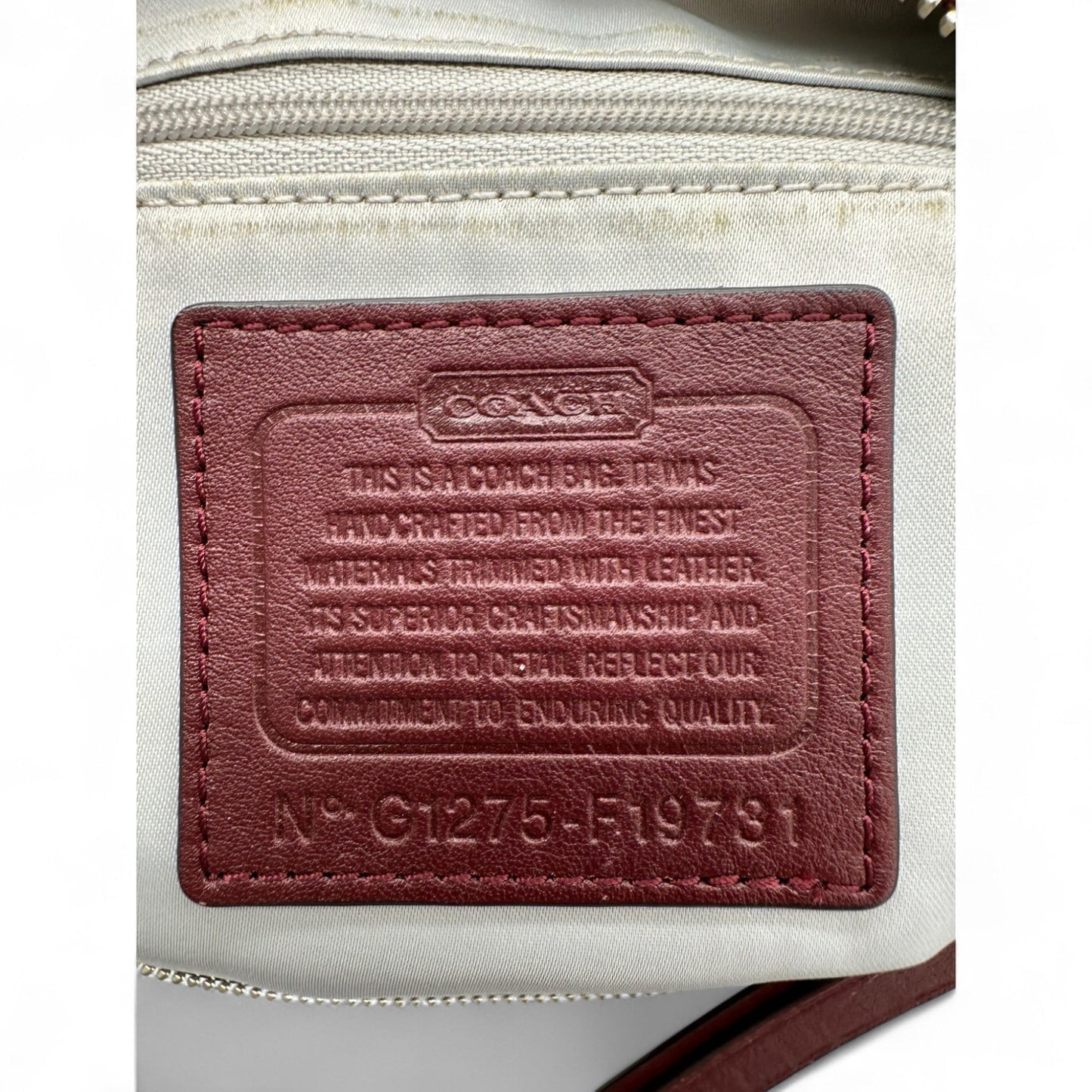 Vintage Coach F19781 Burgundy Leather Trim Shoulder Bag in Signature Monogram - Thanks it's Vintage
