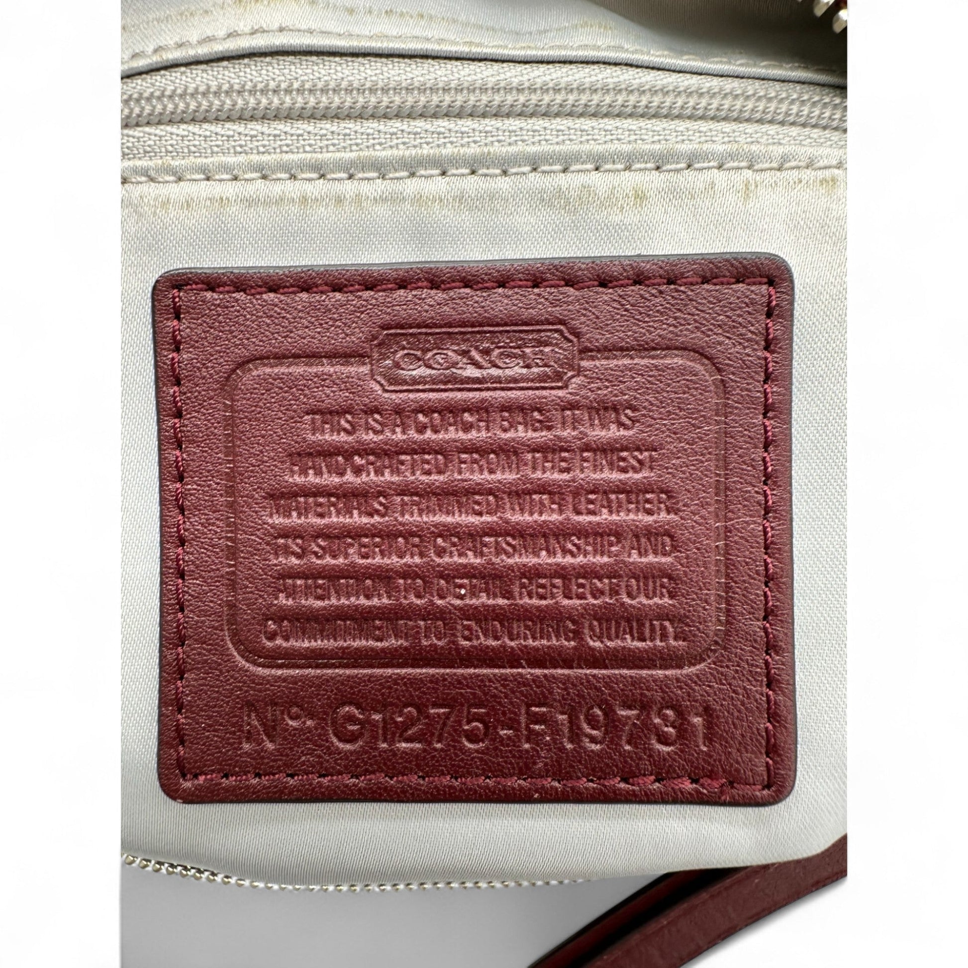 Vintage Coach F19781 Burgundy Leather Trim Shoulder Bag in Signature Monogram - Thanks it's Vintage