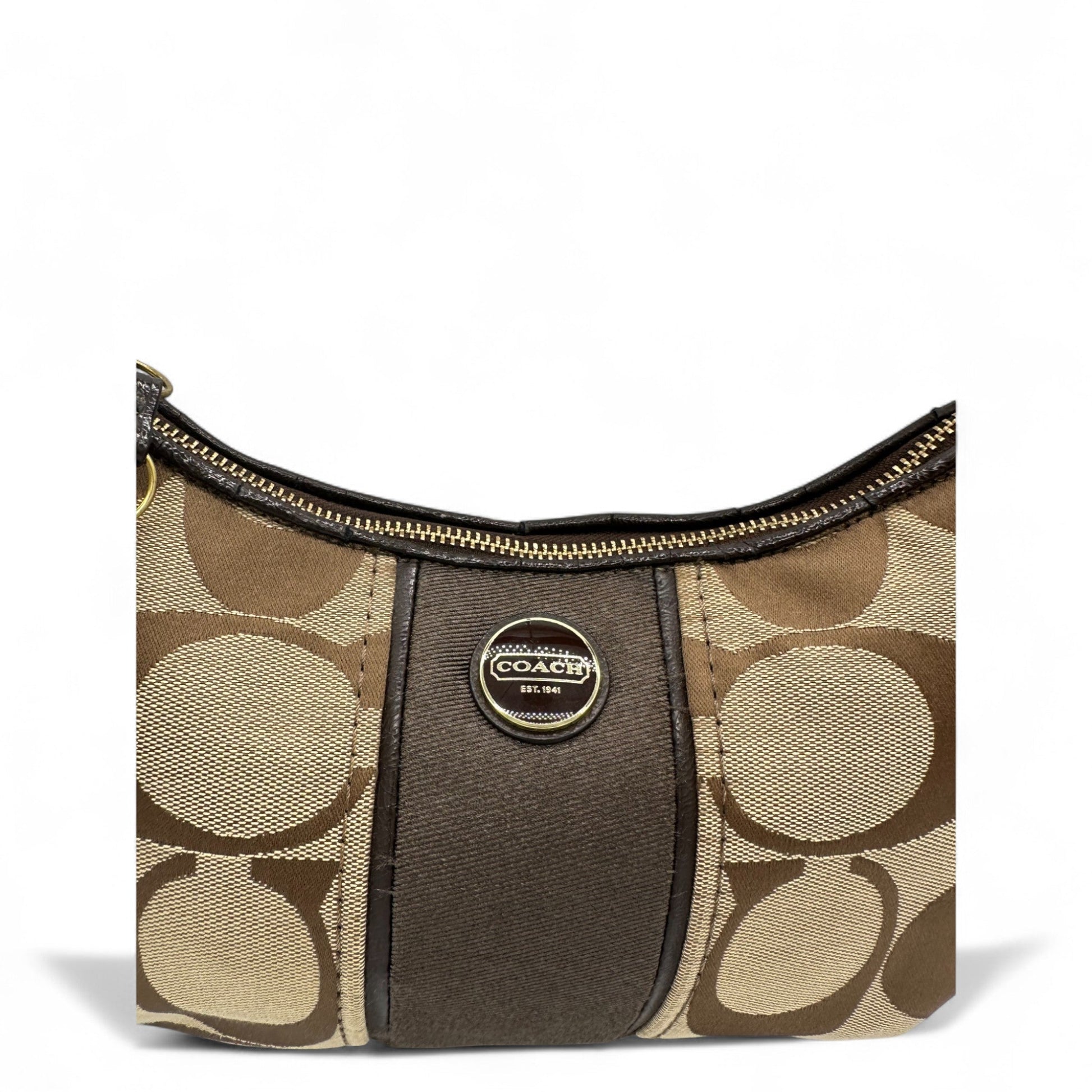 Vintage Coach F23544 Brown Trim Monogram Shoulder Bag with Detachable Two Way Strap - Thanks it's Vintage