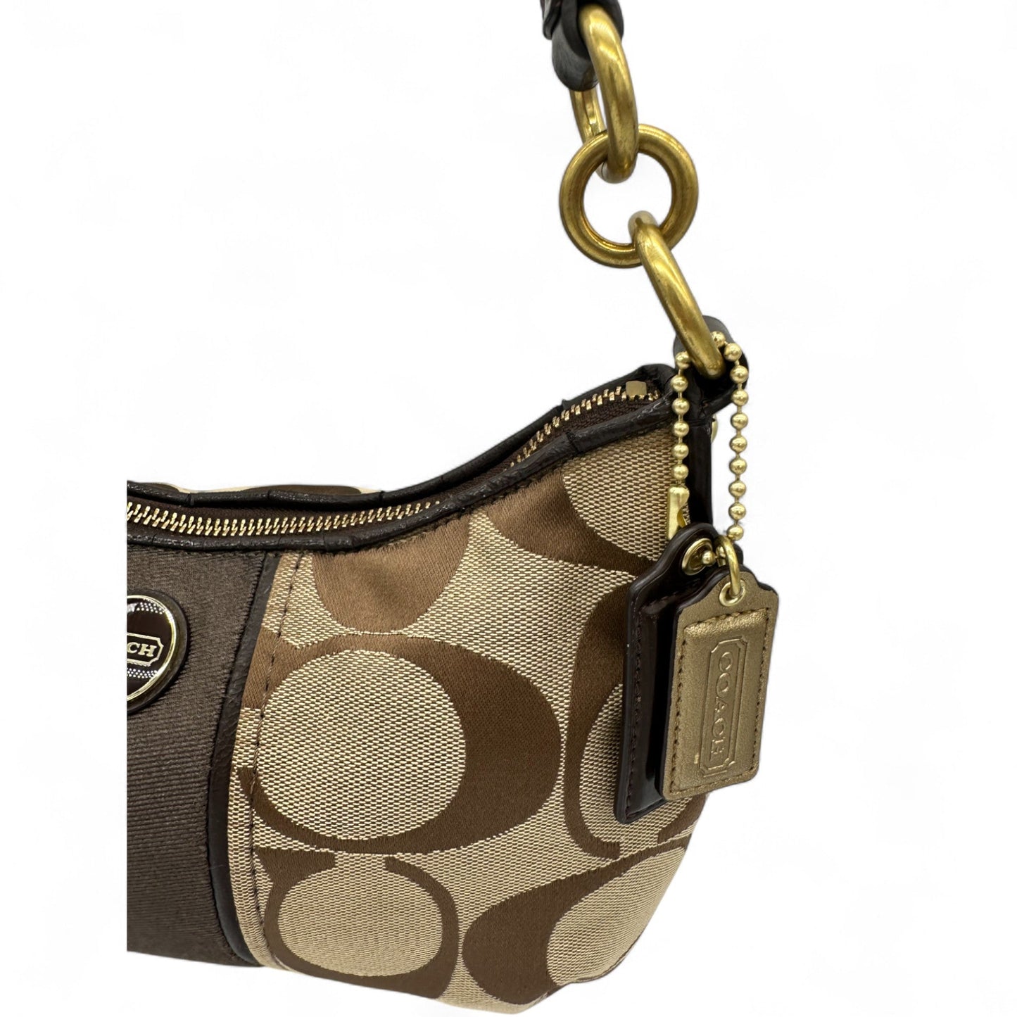 Vintage Coach F23544 Brown Trim Monogram Shoulder Bag with Detachable Two Way Strap - Thanks it's Vintage