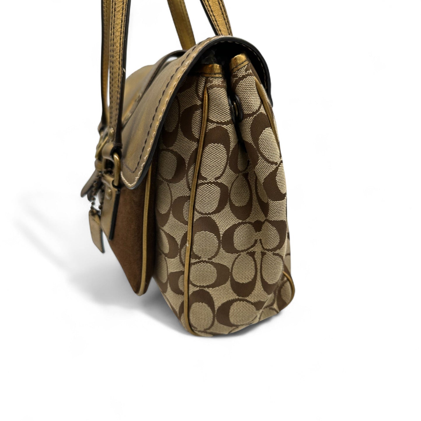 Vintage Coach Limited Edition Fall 2004 Tote Shoulder Bag with Gold Leather and Brown Suede - Thanks it's Vintage