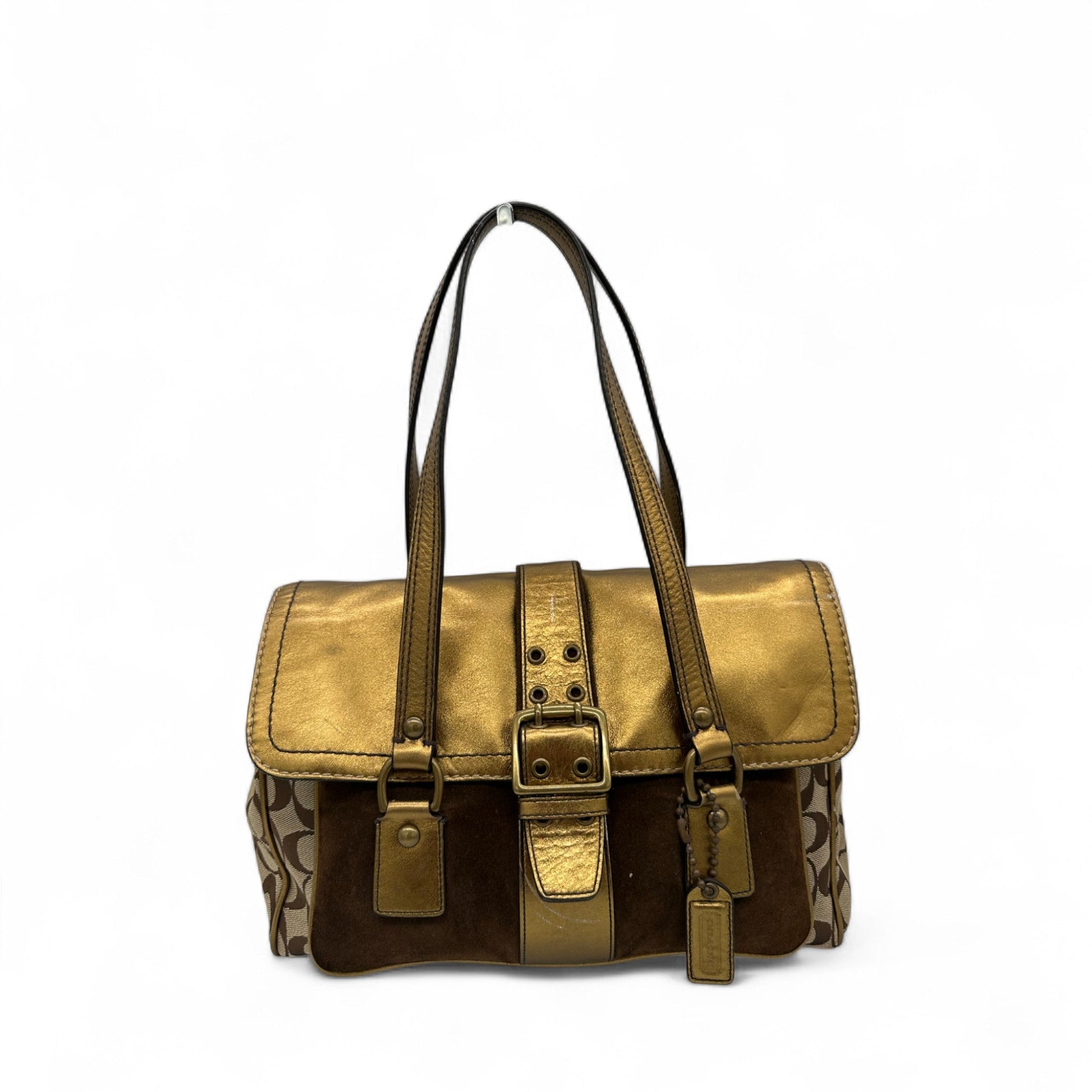Vintage Coach Limited Edition Fall 2004 Tote Shoulder Bag with Gold Leather and Brown Suede - Thanks it's Vintage