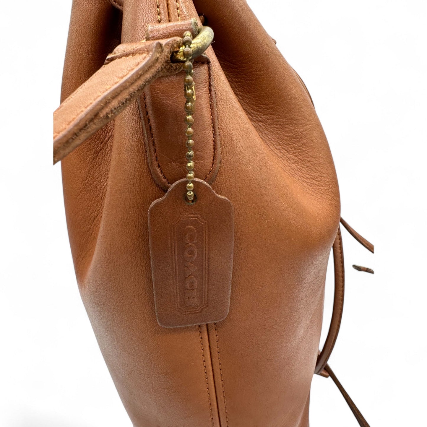 Vintage Coach Nicholas 9946 Tan Leather Drawstring Shoulder Bag - Thanks it's Vintage