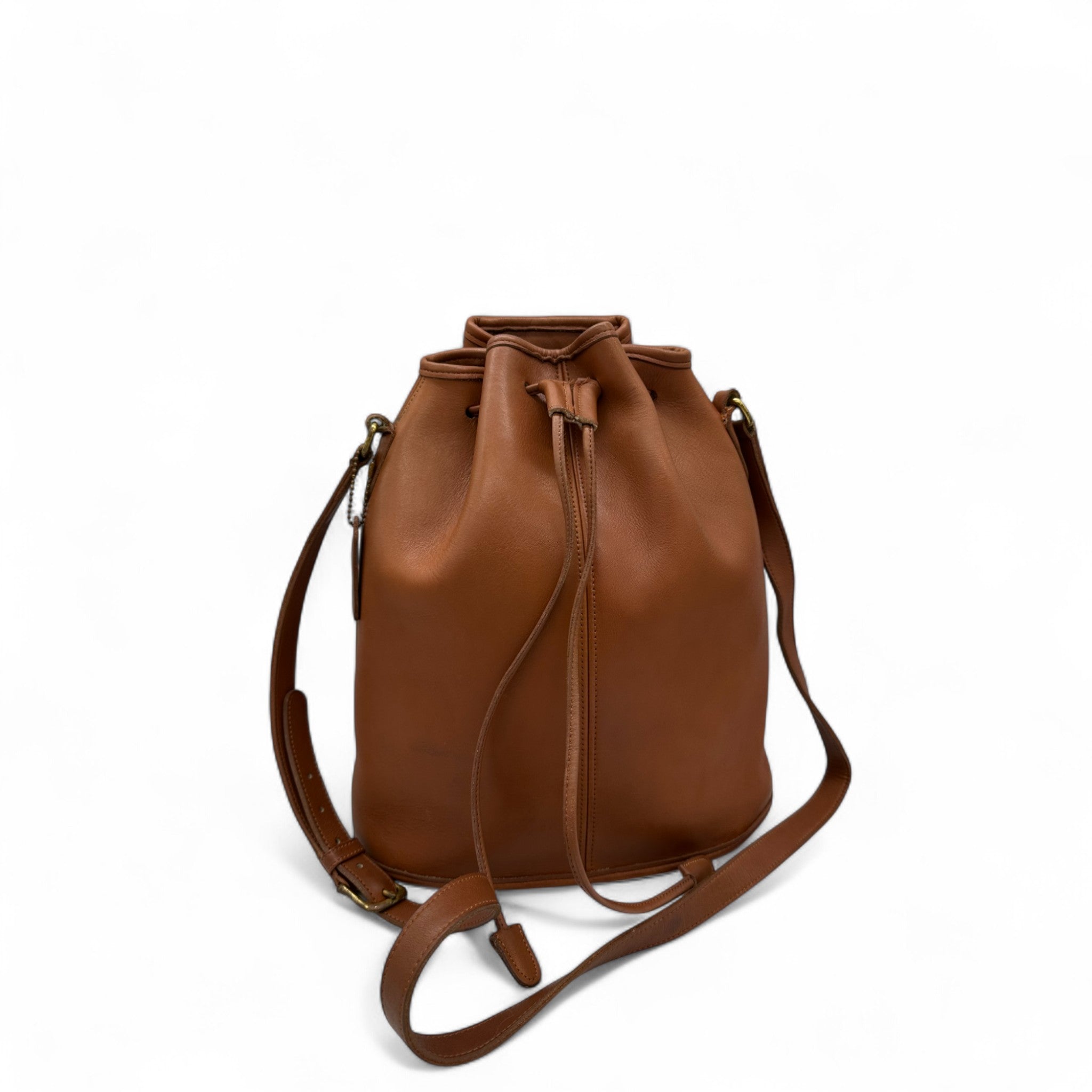 Vintage Coach Nicholas 9946 Tan Leather Drawstring Shoulder Bag