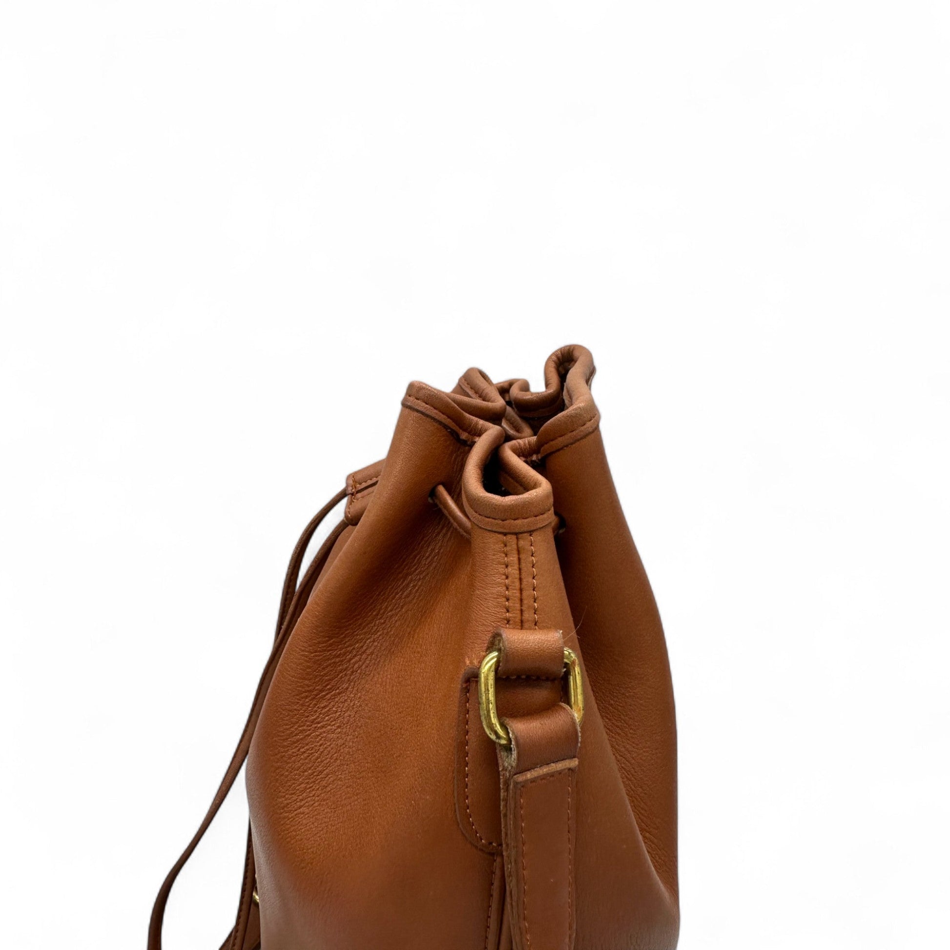 Vintage Coach Nicholas 9946 Tan Leather Drawstring Shoulder Bag - Thanks it's Vintage