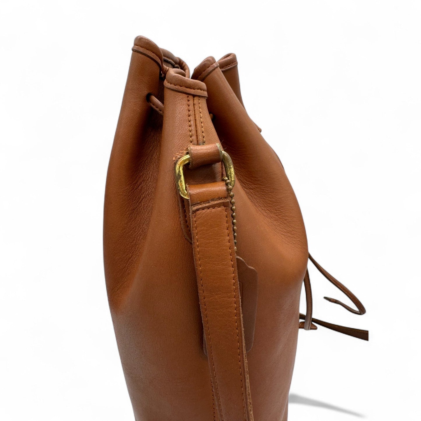 Vintage Coach Nicholas 9946 Tan Leather Drawstring Shoulder Bag - Thanks it's Vintage