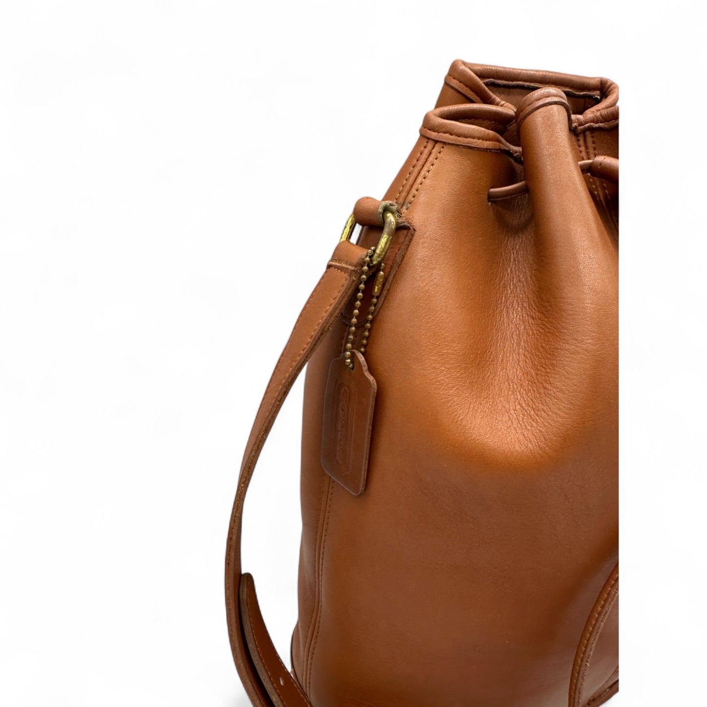 Vintage Coach Nicholas 9946 Tan Leather Drawstring Shoulder Bag - Thanks it's Vintage