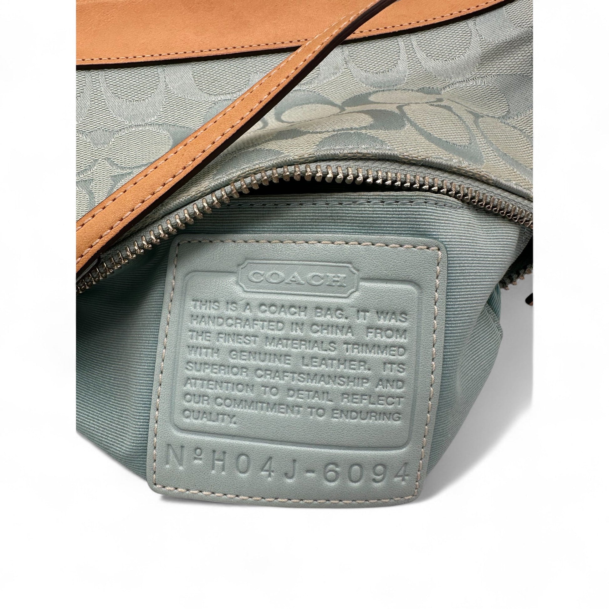 Vintage Coach Rare Y2K 6094 Turquoise Blue Signature Monogram Shoulder Bag - Thanks it's Vintage