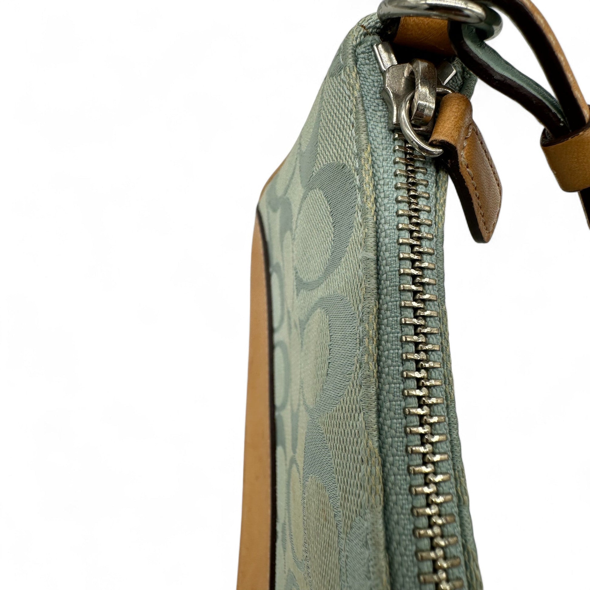 Vintage Coach Rare Y2K 6094 Turquoise Blue Signature Monogram Shoulder Bag - Thanks it's Vintage