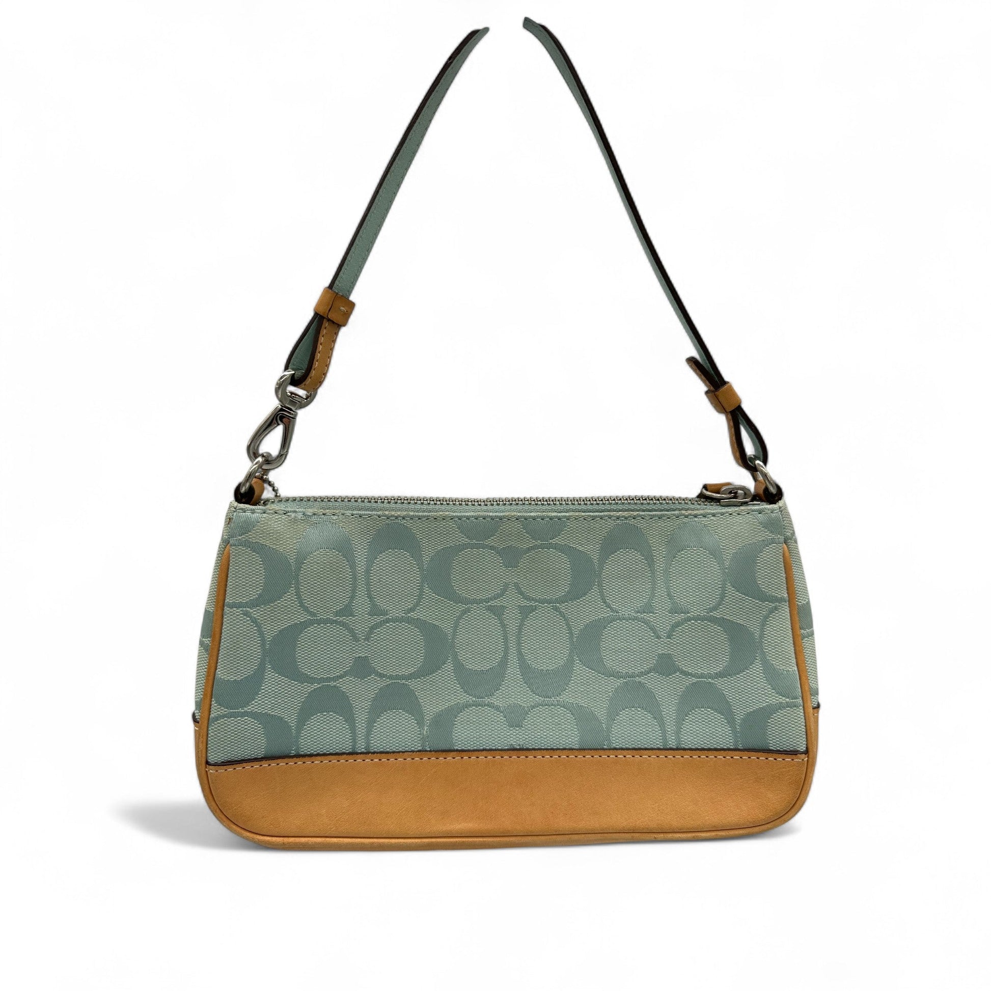 Vintage Coach Rare Y2K 6094 Turquoise Blue Signature Monogram Shoulder Bag - Thanks it's Vintage