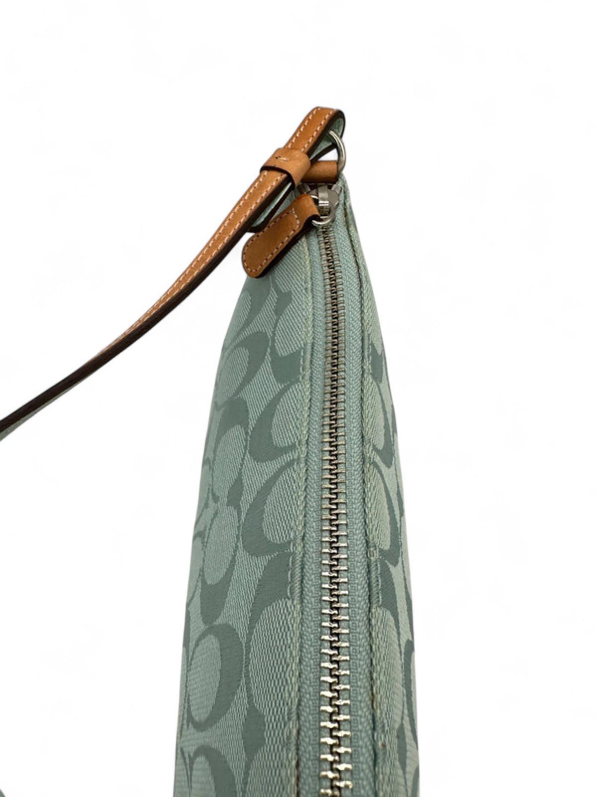 Vintage Coach Rare Y2K 6094 Turquoise Blue Signature Monogram Shoulder Bag - Thanks it's Vintage