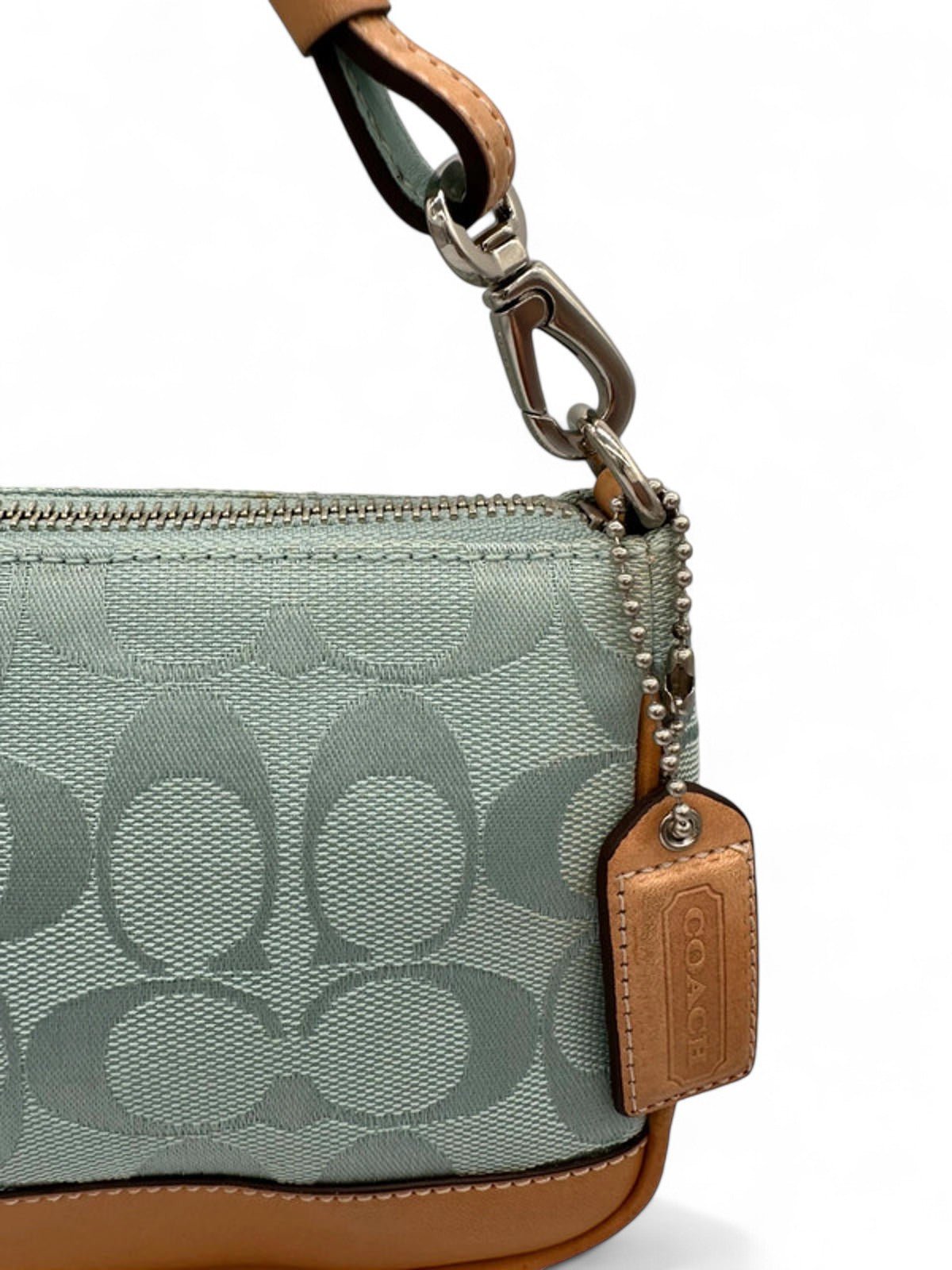 Vintage Coach Rare Y2K 6094 Turquoise Blue Signature Monogram Shoulder Bag - Thanks it's Vintage