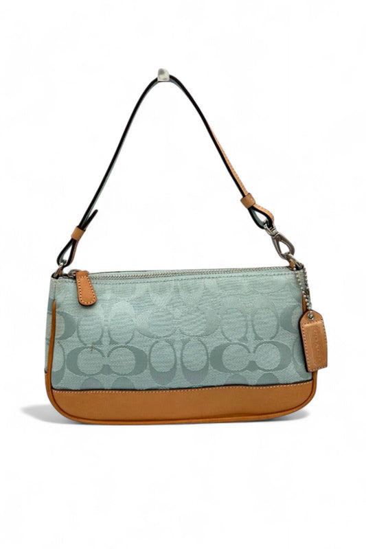 Vintage Coach Rare Y2K 6094 Turquoise Blue Signature Monogram Shoulder Bag - Thanks it's Vintage