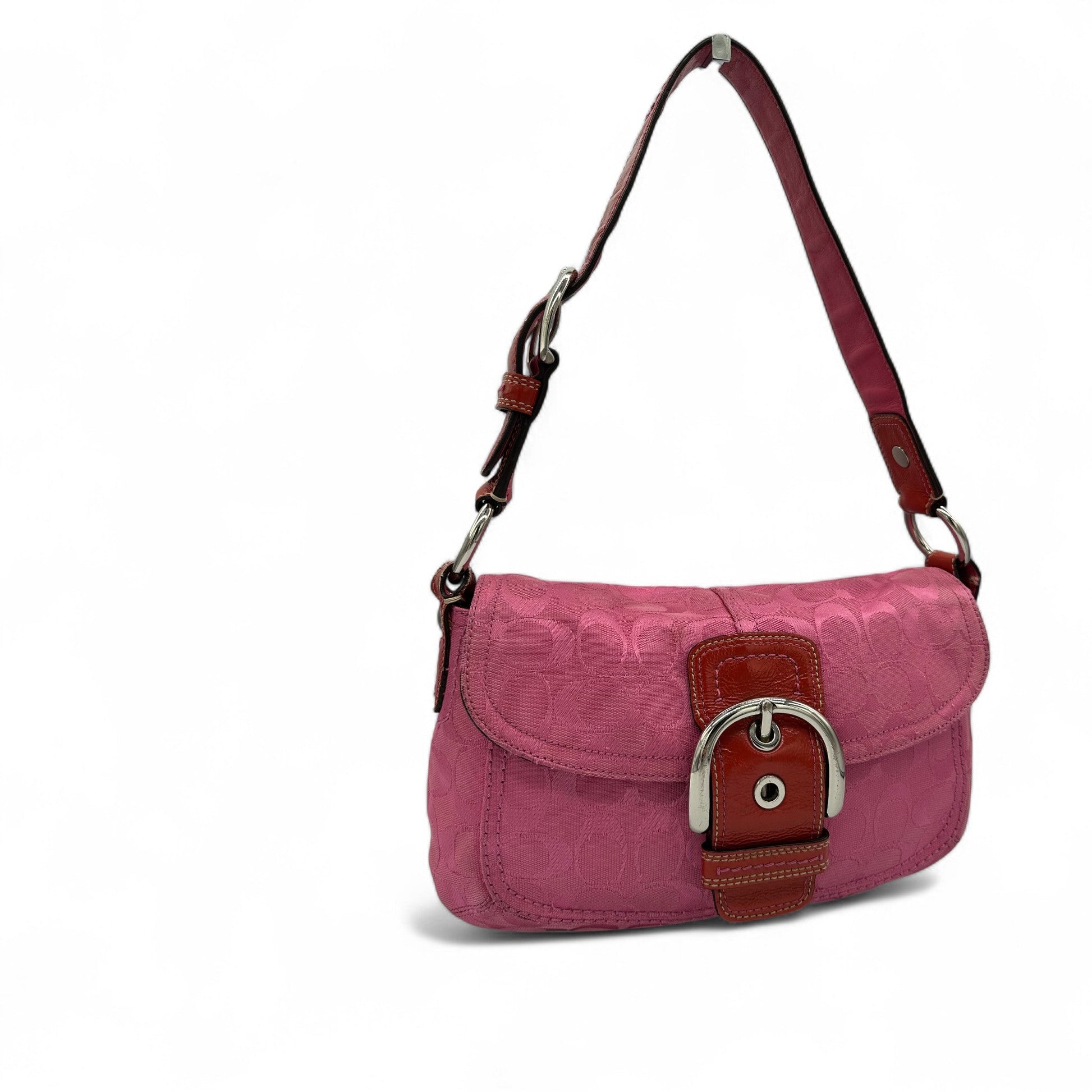 Vintage Coach Rare Y2K Pink Monogram Soho Buckle Shoulder bag - Thanks it's Vintage