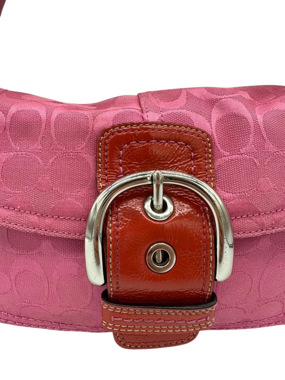 Vintage Coach Rare Y2K Pink Monogram Soho Buckle Shoulder bag - Thanks it's Vintage