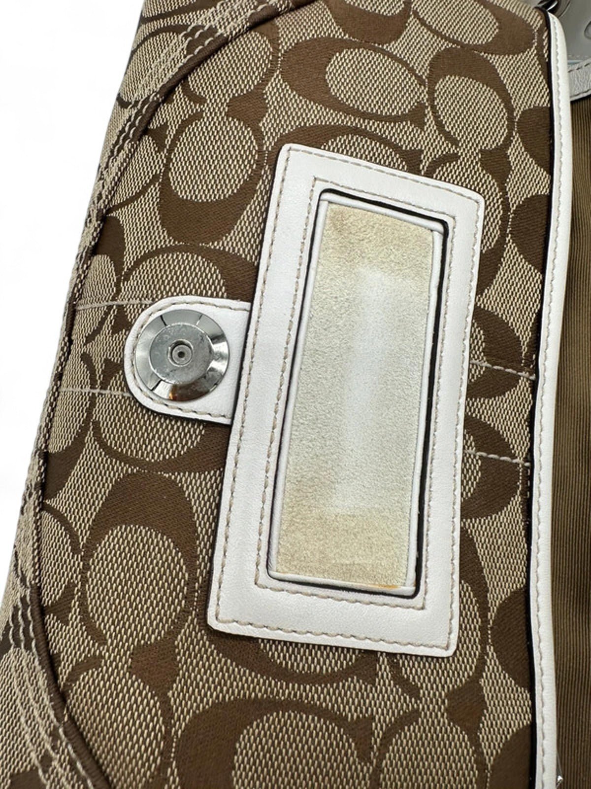 Vintage Coach Soho Buckle Shoulder Bag Cream Leather Trim with Braided Detail - Thanks it's Vintage