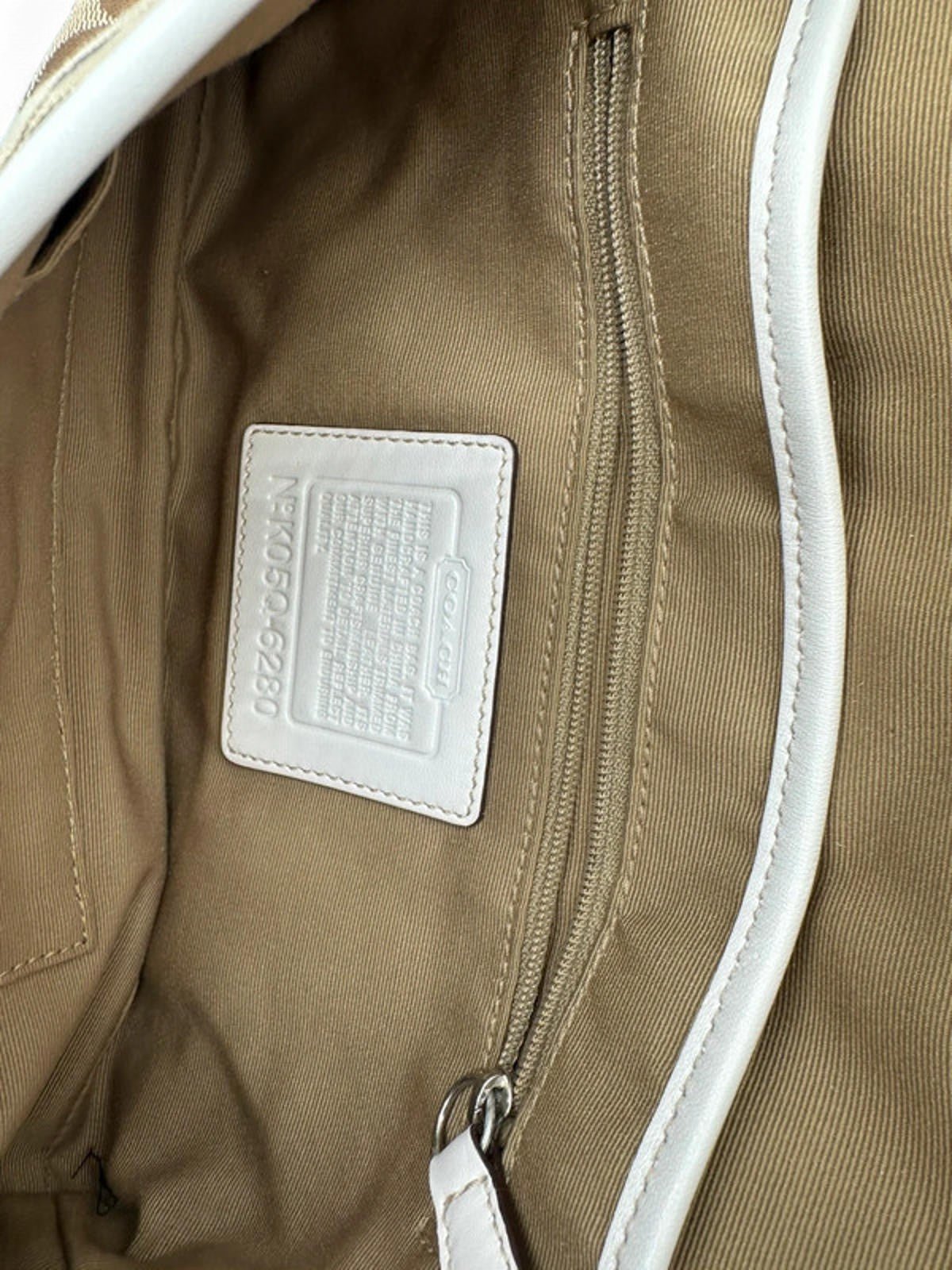 Vintage Coach Soho Buckle Shoulder Bag Cream Leather Trim with Braided Detail - Thanks it's Vintage