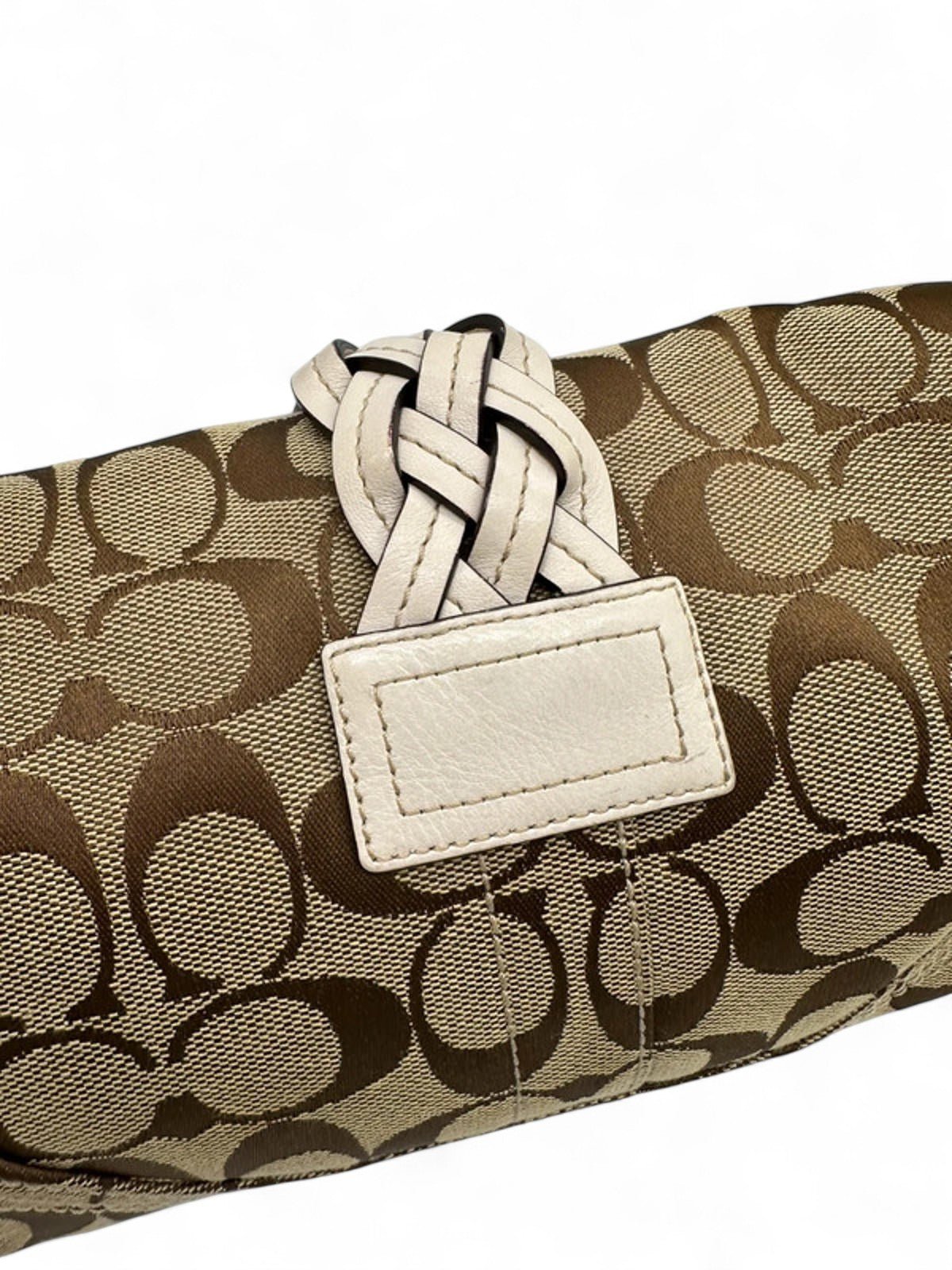 Vintage Coach Soho Buckle Shoulder Bag Cream Leather Trim with Braided Detail - Thanks it's Vintage
