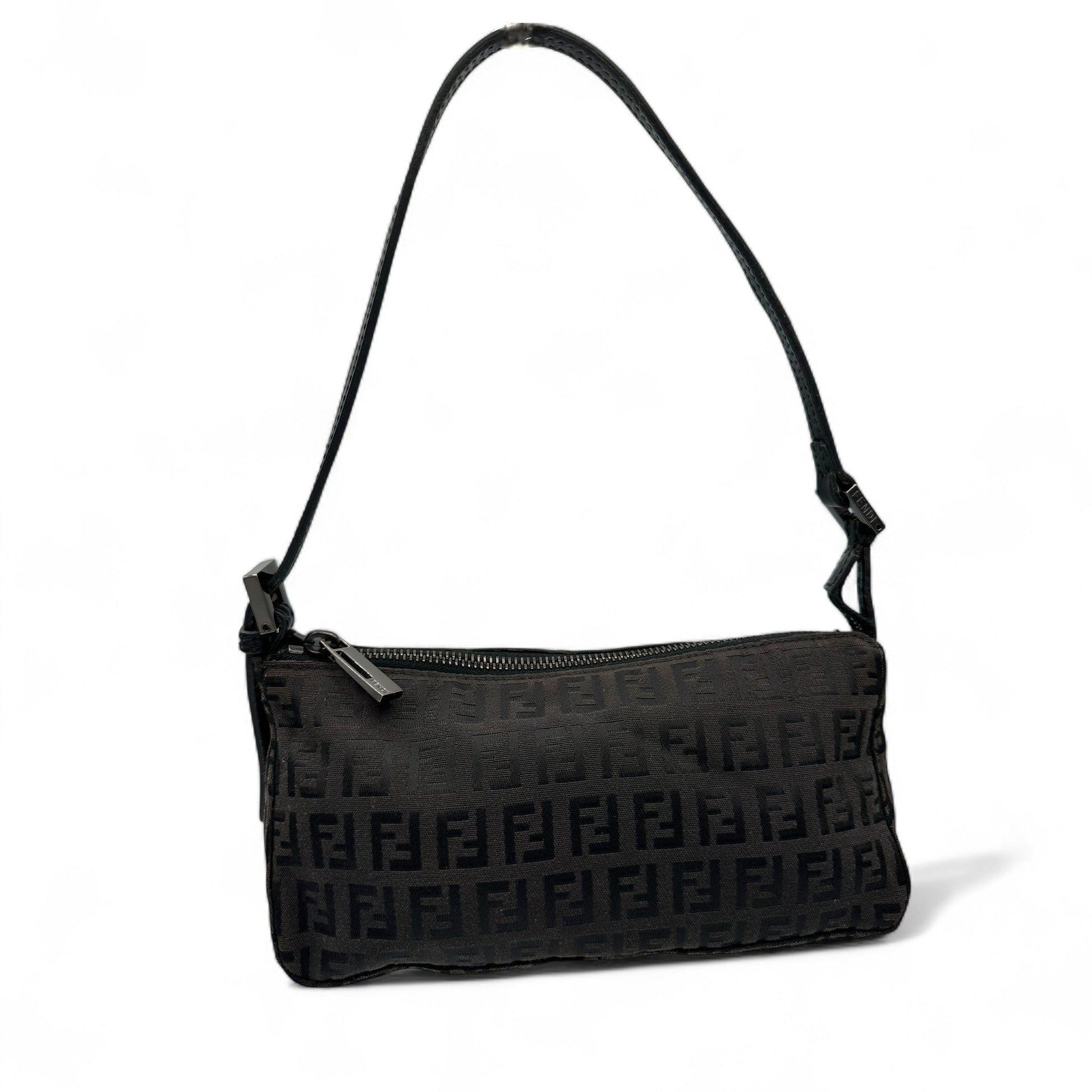 Vintage Fendi Black Zucca Pochette Shoulder Bag - Thanks it's Vintage