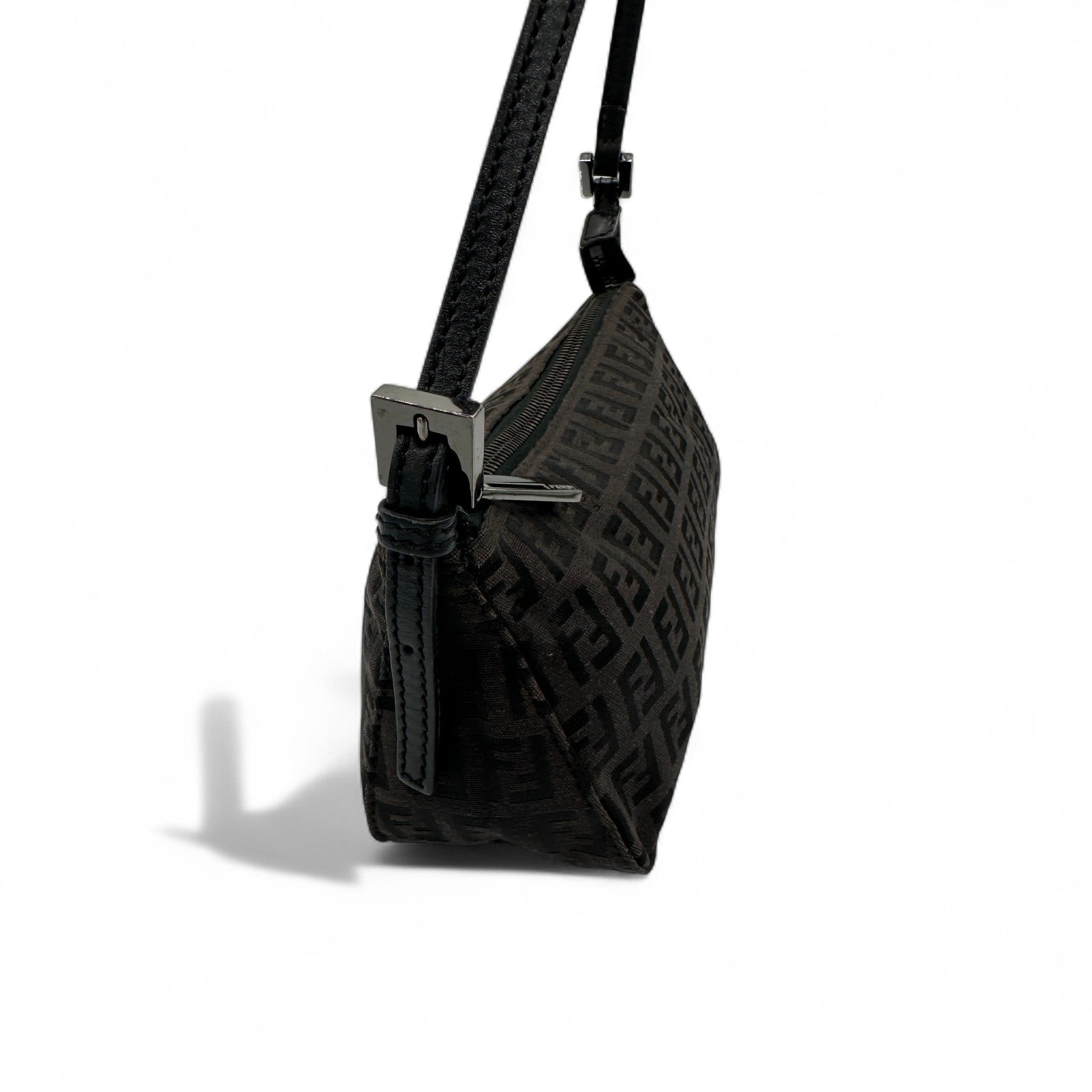 Vintage Fendi Black Zucca Pochette Shoulder Bag - Thanks it's Vintage