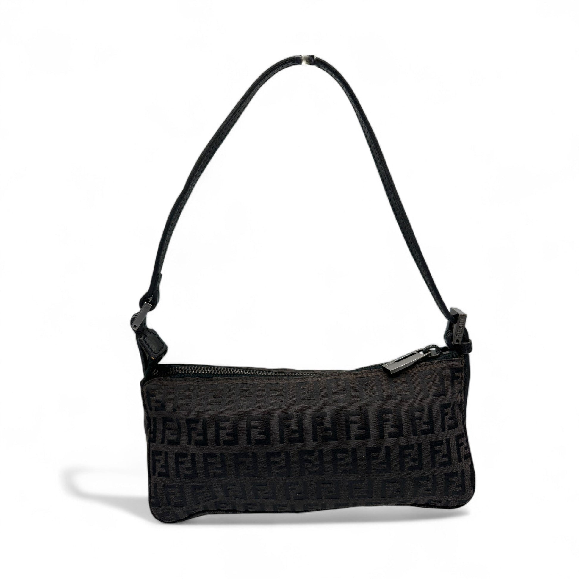 Vintage Fendi Black Zucca Pochette Shoulder Bag - Thanks it's Vintage