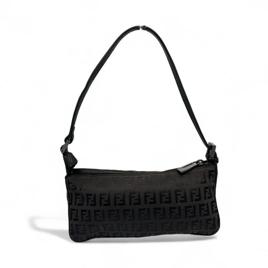 Vintage Fendi Black Zucca Pochette Shoulder Bag - Thanks it's Vintage