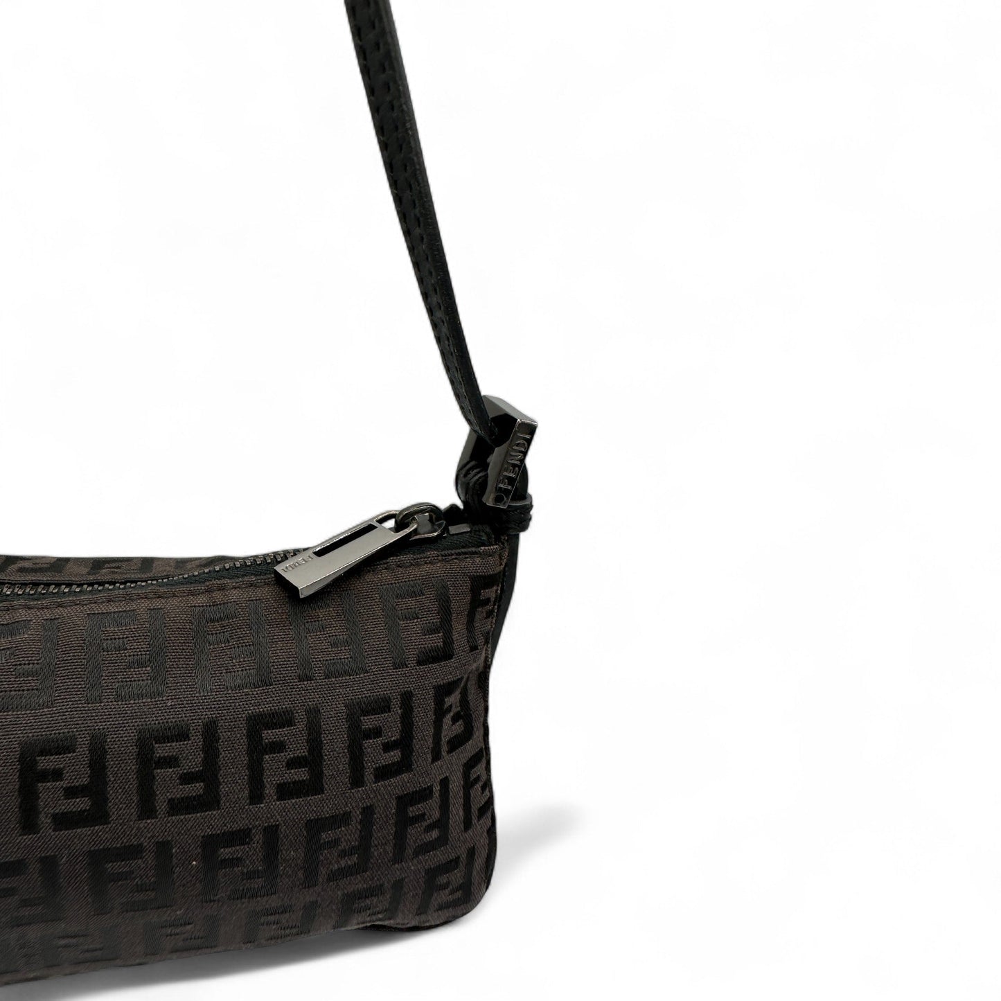 Vintage Fendi Black Zucca Pochette Shoulder Bag - Thanks it's Vintage