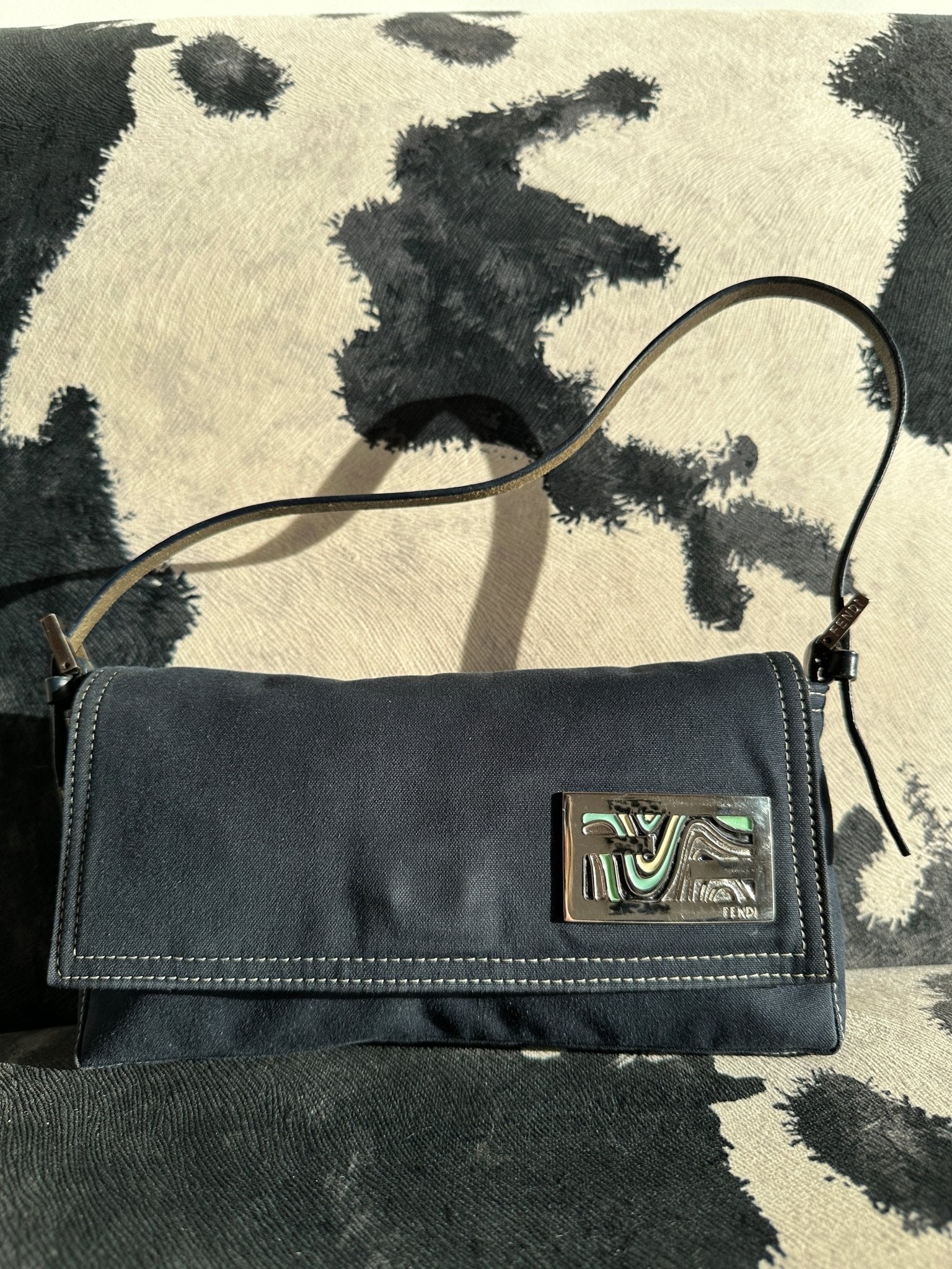 Vintage Fendi Denim Navy Baguette Shoulder Bag - Thanks it's Vintage